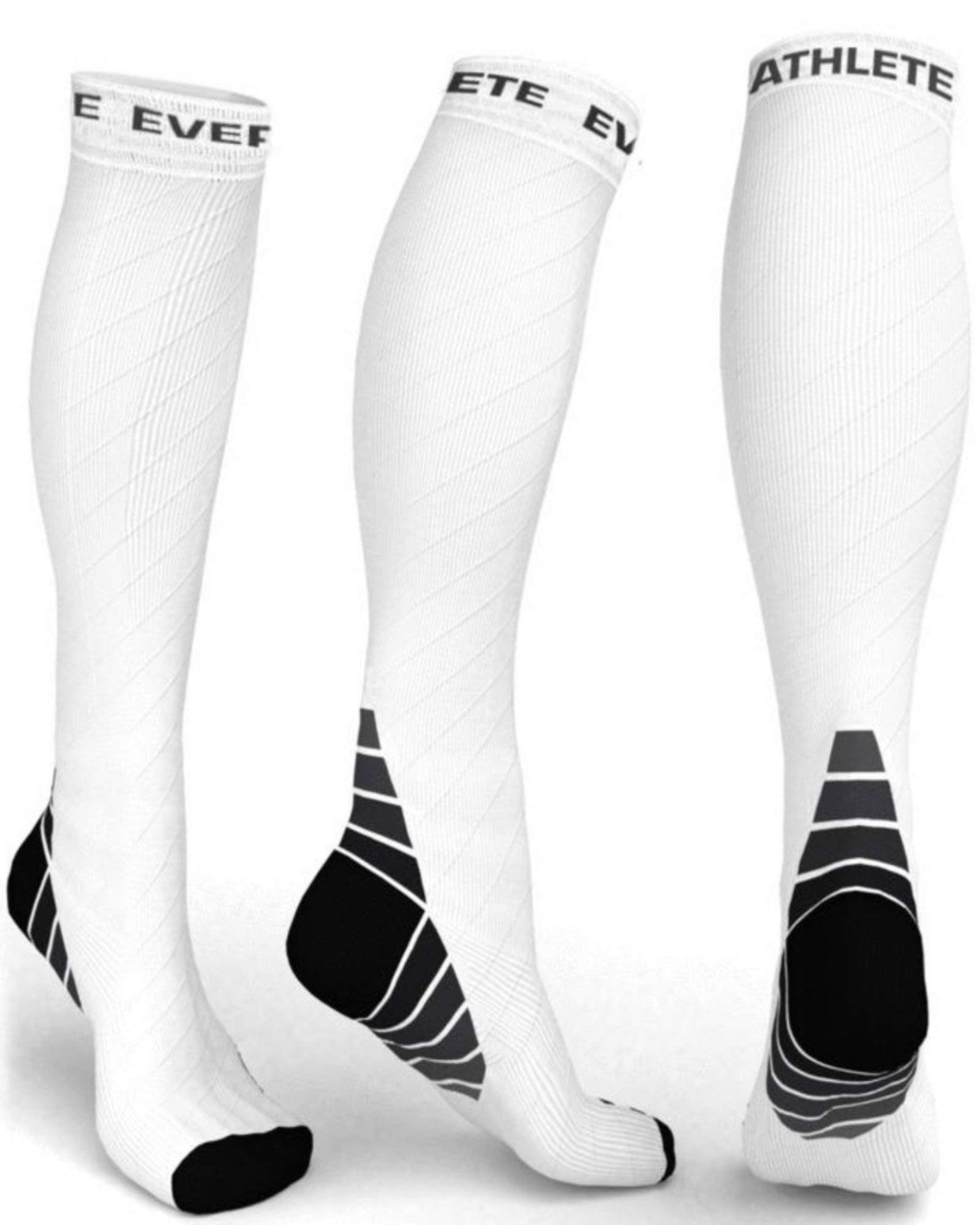 Ever Athlete Ombré High Compression Socks - White/Black Gradient Design for Running, Sports & Travel - Improve Circulation & Reduce Fatigue - Perfect for Athletes, Nurses & Frequent Flyers