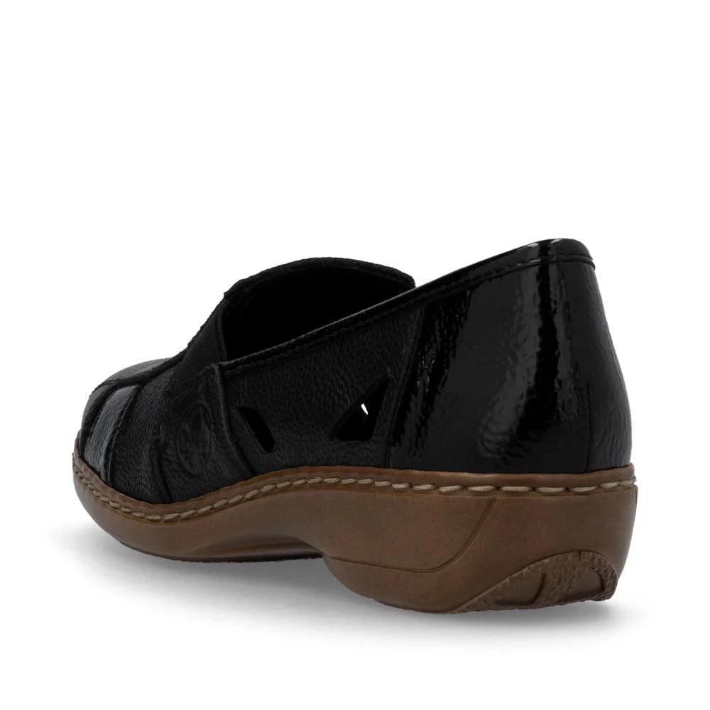 Rieker Women's Comfortable Slip-On Shoes 41385 - Black Casual Loafers for Work, Travel & Everyday Wear