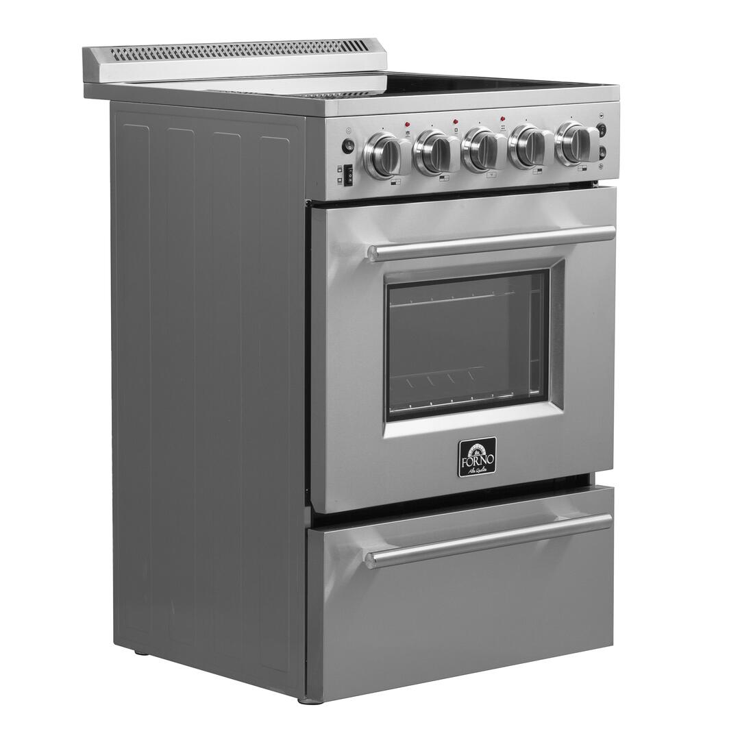 Forno 24 Inch Pro Style Electric Range with 4 Burners - Stainless Steel Stove for Home Kitchen, FFSEL6069 24 | Perfect for Cooking, Baking & Family Meals