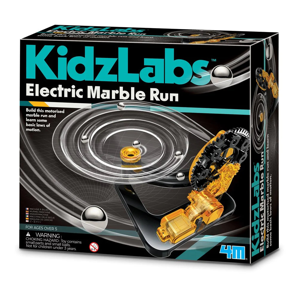 4M KidzLabs Electric Marble Run - STEM Building Toy for Kids Ages 8+ | Fun Educational Science Kit for Home & Classroom Learning | Exciting Marble Maze Construction Game