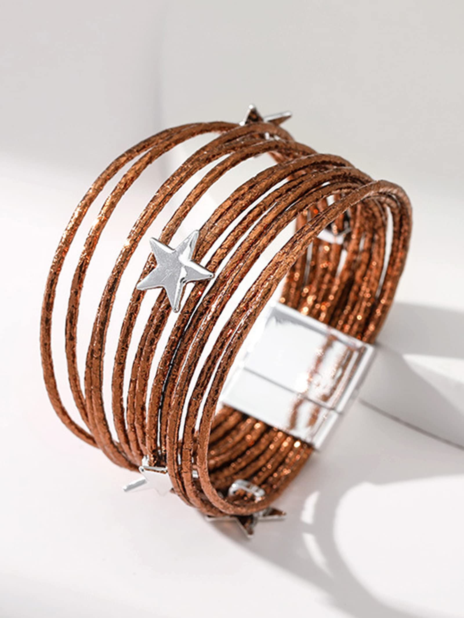 Boho Leather Wrap Bracelets for Women - Trendy Stackable Infinity Bracelets with Clasp, Adjustable Bangle Jewelry for Casual & Festival Wear