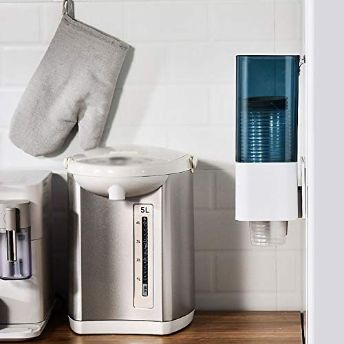 Disposable Paper Cup Holder Dispenser - Wall Mounted Automatic Cup Dispenser Rack with Dustproof Cover for Home & Office Use - White (Perfect for Kitchens, Break Rooms, and Cafes)