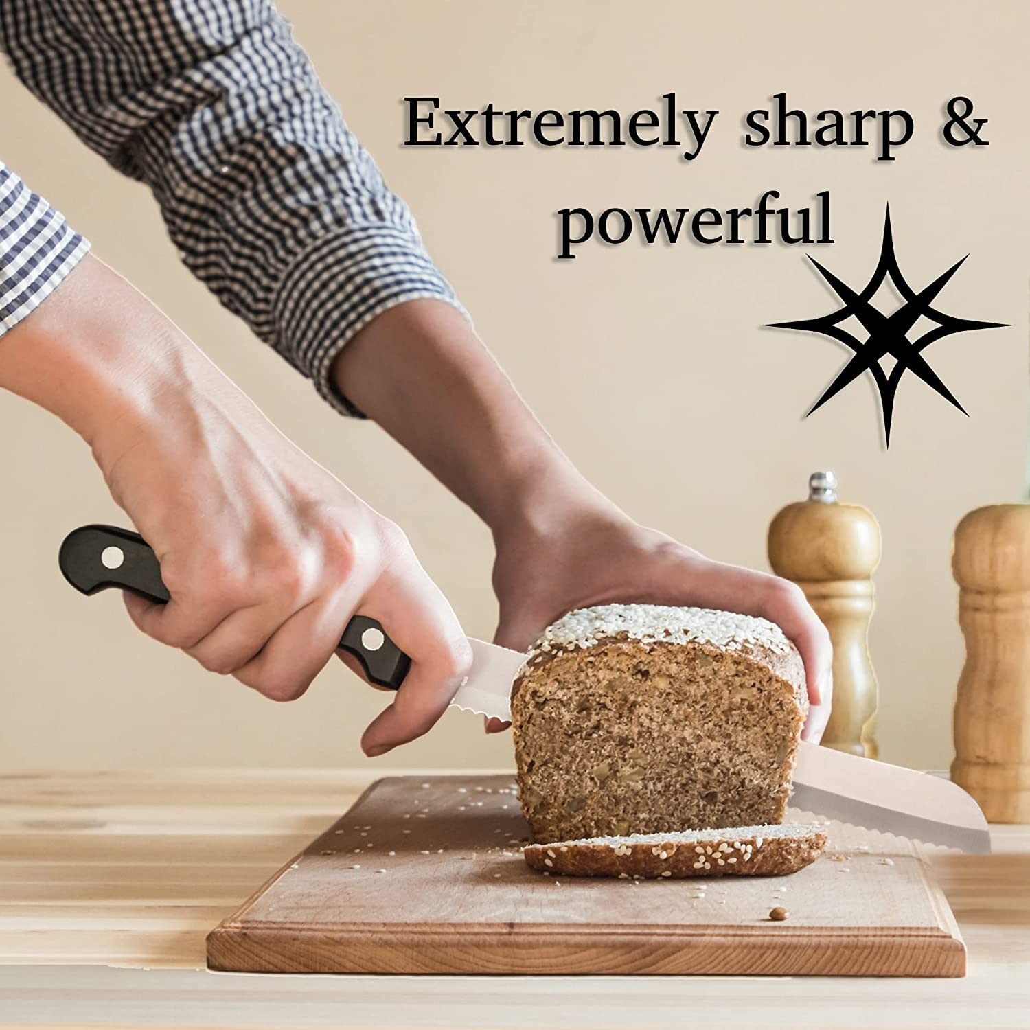 Premium 14-Piece Stainless Steel Knife Block Set - High-Carbon Steel Kitchen Knives with Wooden Holder - Sharp Cutlery Set for Professional Chefs & Home Cooking - Perfect for Meat Cutting, Vegetable Chopping & Food Prep
