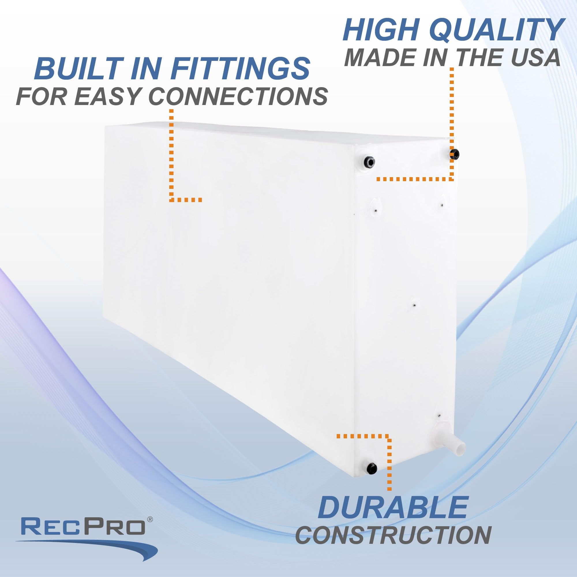 RecPro RV Water Tank - 30 Gallon Gray & Fresh Water Storage for Camper, Trailer, Motorhome | Durable Made in USA | Perfect for Boondocking, Dry Camping & Off-Grid Adventures