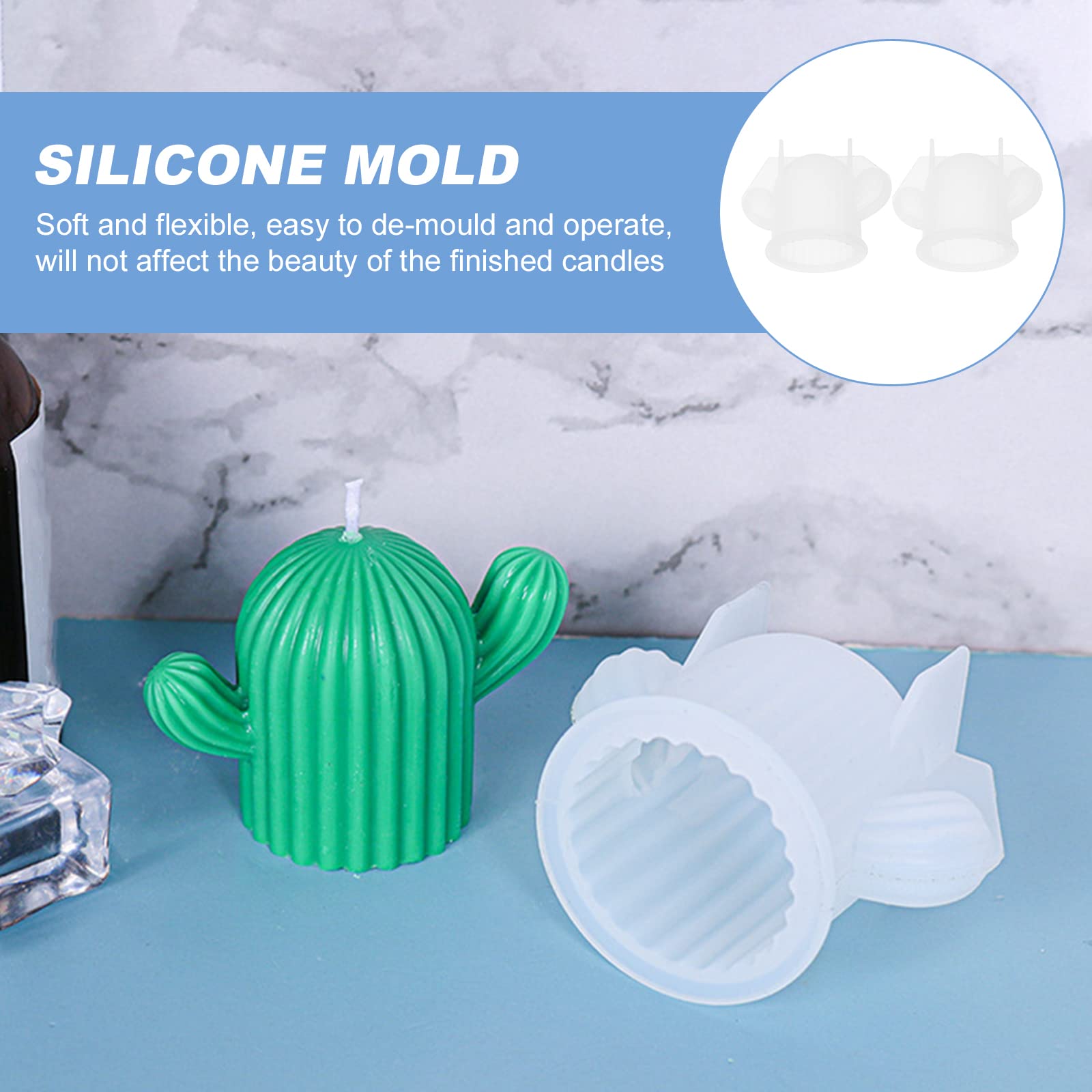 4 Pcs Cactus-Shaped Silicone Candle Molds - DIY Epoxy Resin Molds for Handmade Candles, Soap Making & Home Decor Crafts - Perfect for Birthday Gifts, Wedding Favors and Party Decorations