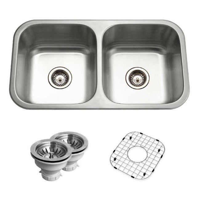 Houzer Belleo Series 31 Stainless Steel Drop-in Topmount 50/50 Double Bowl Kitchen Sink - Durable & Stylish for Modern Kitchens, Perfect for Cooking & Cleaning