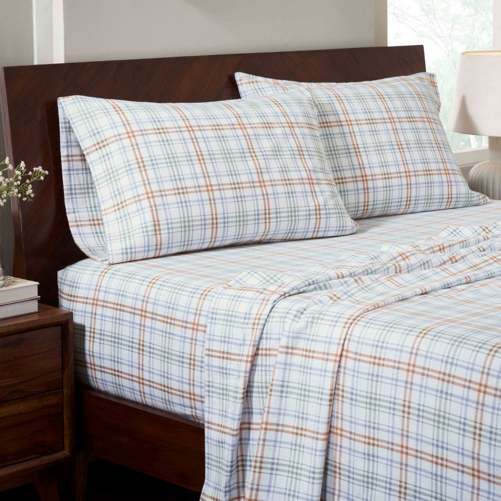 Soft Plaid Flannel Cotton Bed Sheet Set - Classic Farmhouse Style with Deep Pockets - Perfect for Cozy Winter Nights & Rustic Home Decor
