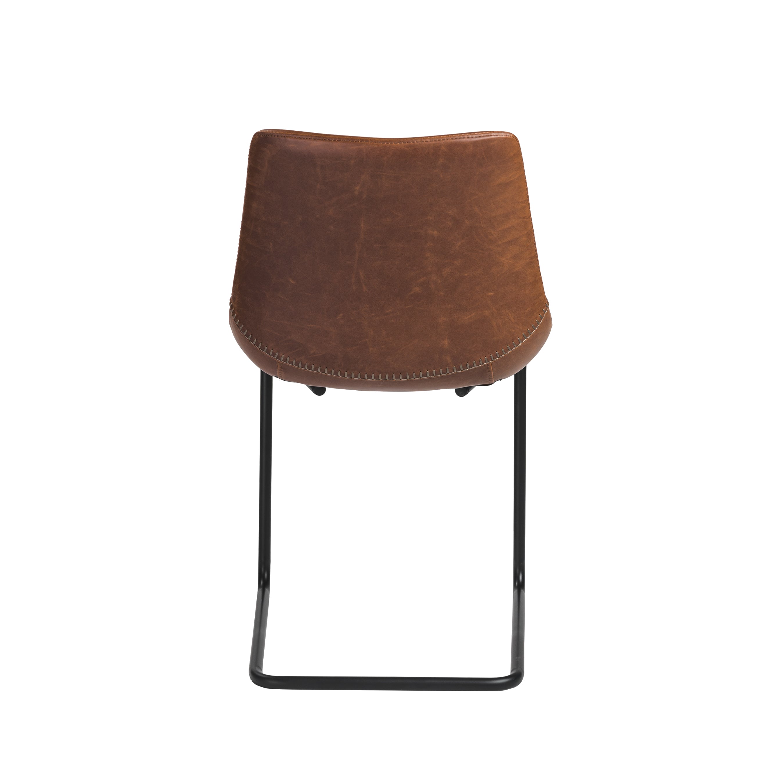Flynn Side Chair Set of 2 - Genuine Leather Upholstery & Coated Metal Legs - Modern Dining Room, Kitchen, or Office Seating
