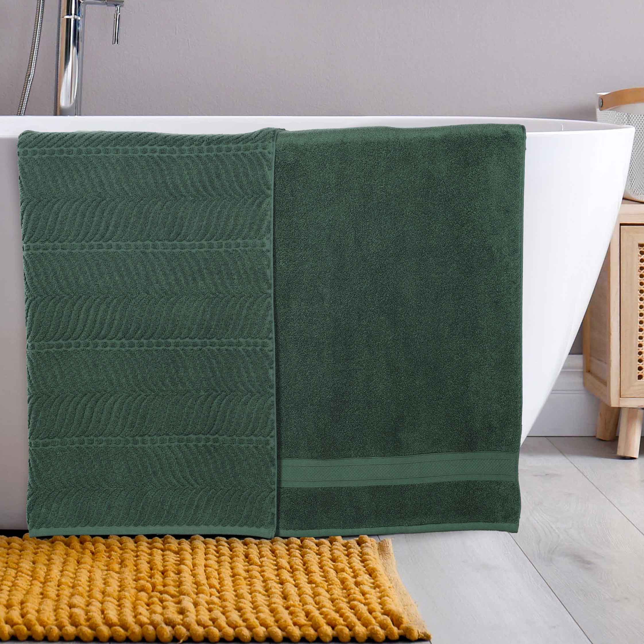 Premium Zero Twist Cotton Bath Sheet Set of 2 - Soft & Absorbent Solid & Jacquard Chevron Design for Luxury Bathroom & Spa Experience