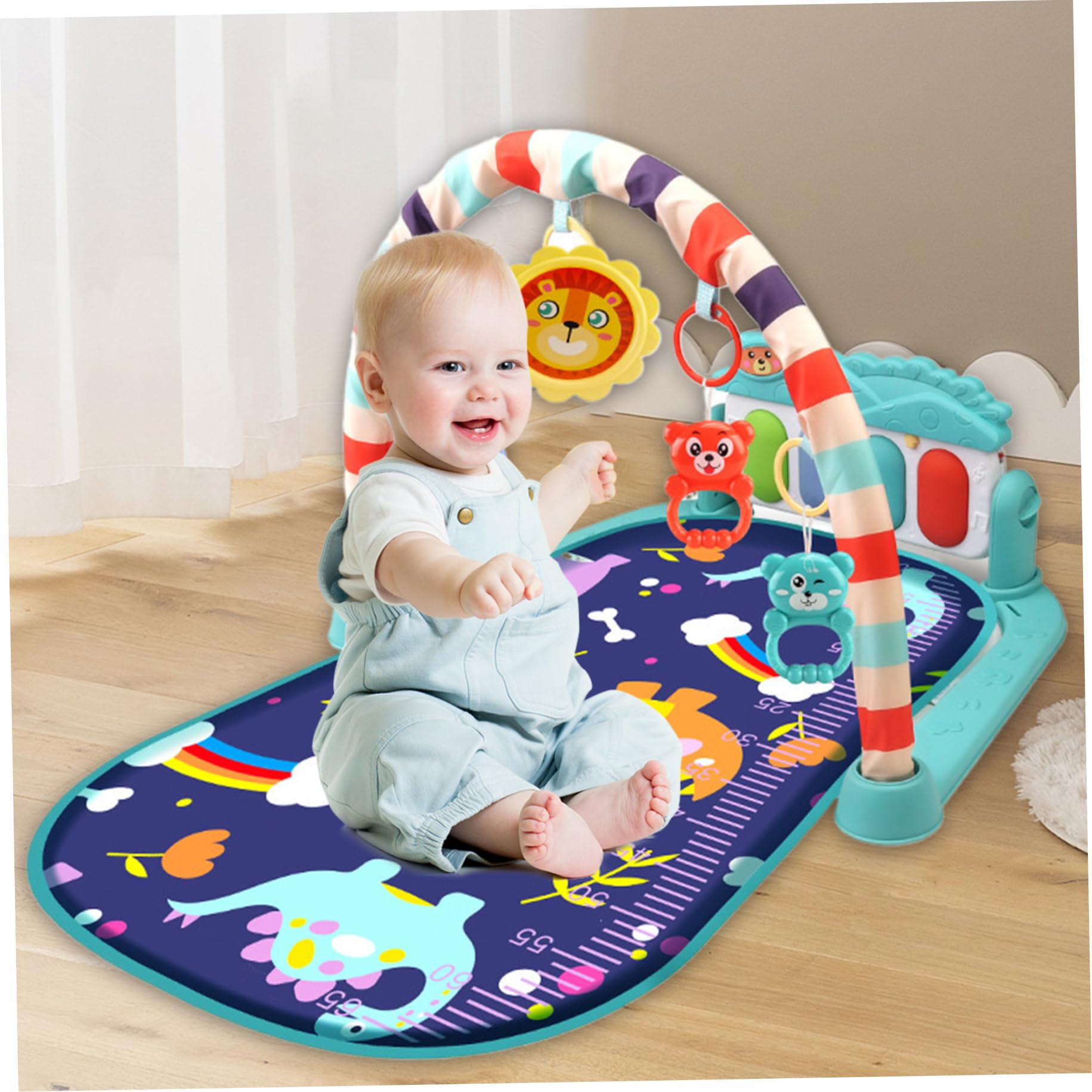 Soft Baby Play Mat with Music & Lights - Detachable Baby Gym for 0-36 Months | Early Educational Floor Mat with Rattles & Toys | Perfect Gift for Newborns & Toddlers | Great for Tummy Time, Crawling & Sensory Development