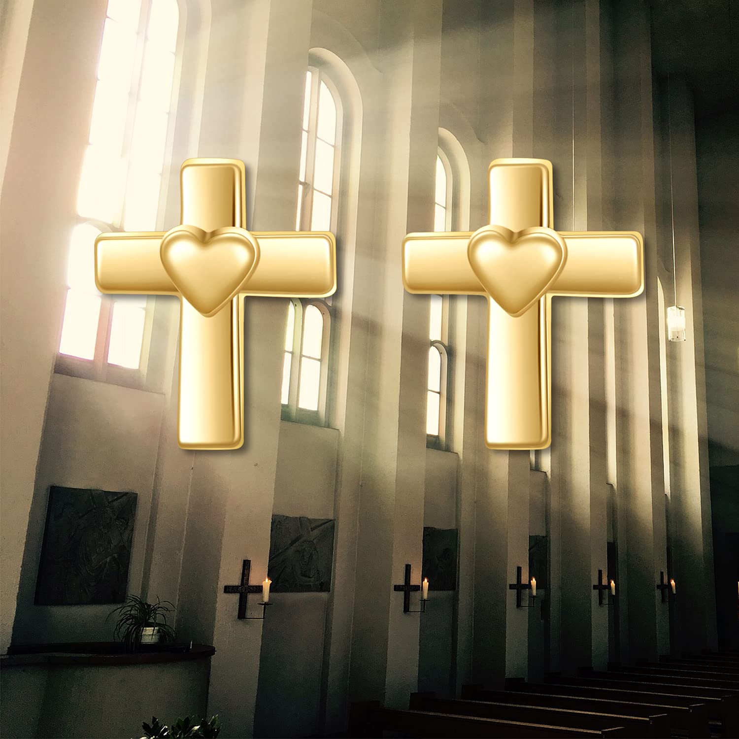 14K Real Gold Cross Stud Earrings for Women - Dainty Yellow Gold Faith Post Earrings - Religious Jewelry Gifts for Birthday, Christmas, Baptism & Confirmation - Perfect for Church, Weddings & Everyday Wear