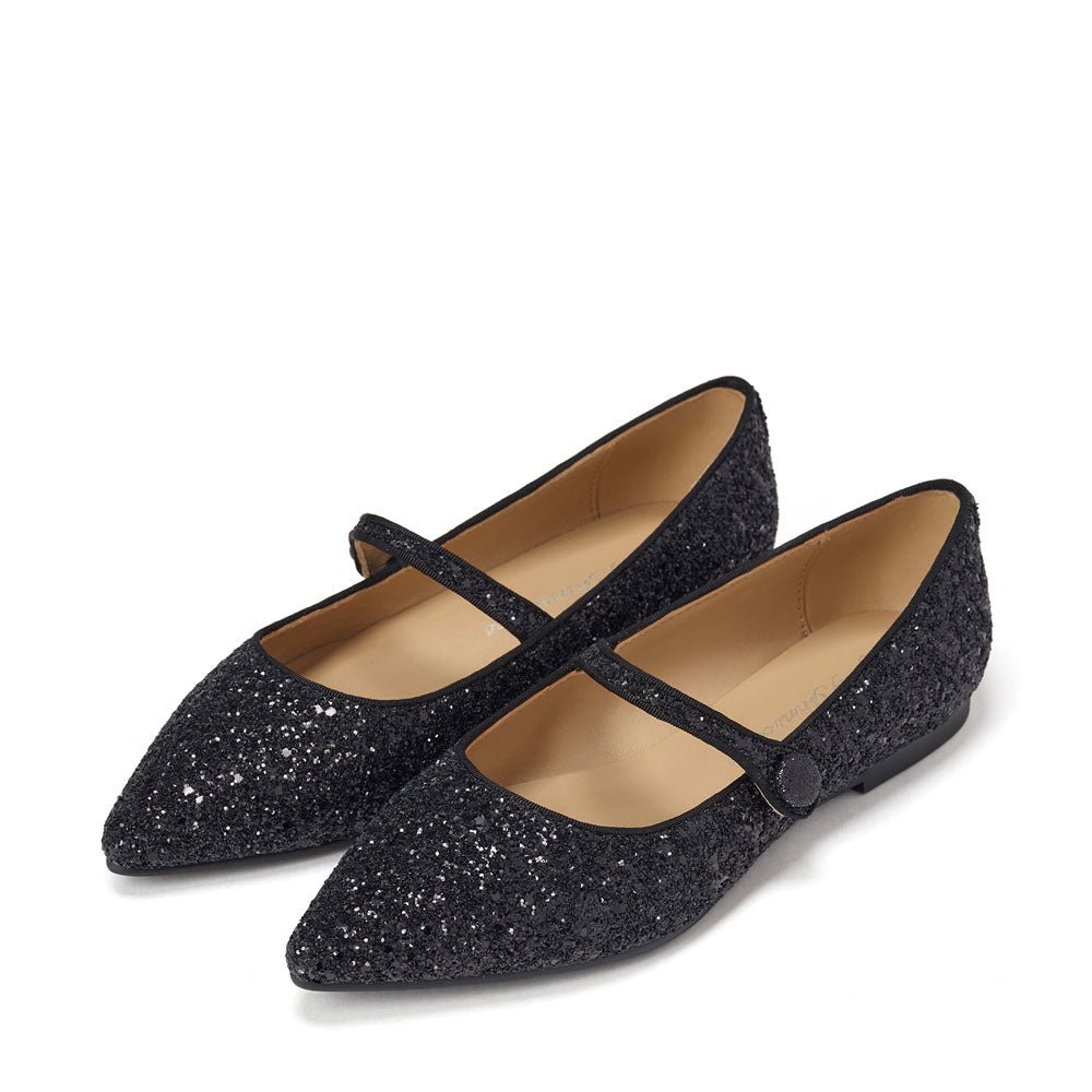 Thea Glitter Black Women's High Heel Sandals - Elegant Evening Party Shoes for Prom, Wedding, and Special Occasions