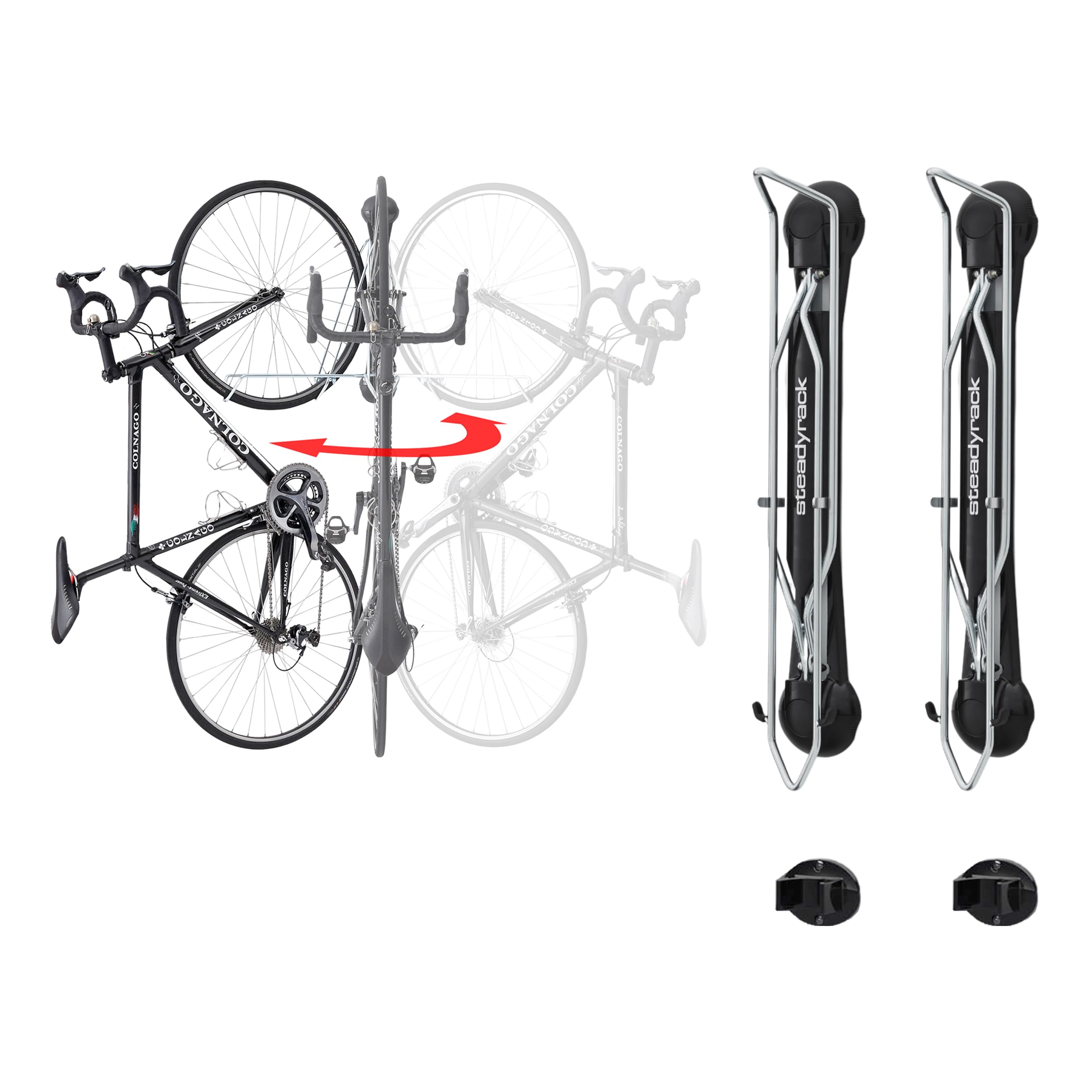 Steadyrack Bike Rack - Classic Vertical Wall Mount for Garage | Heavy Duty Indoor Bike Storage Solution Holds Up to 77 lbs | Perfect for Home, Apartment & Small Space Organization