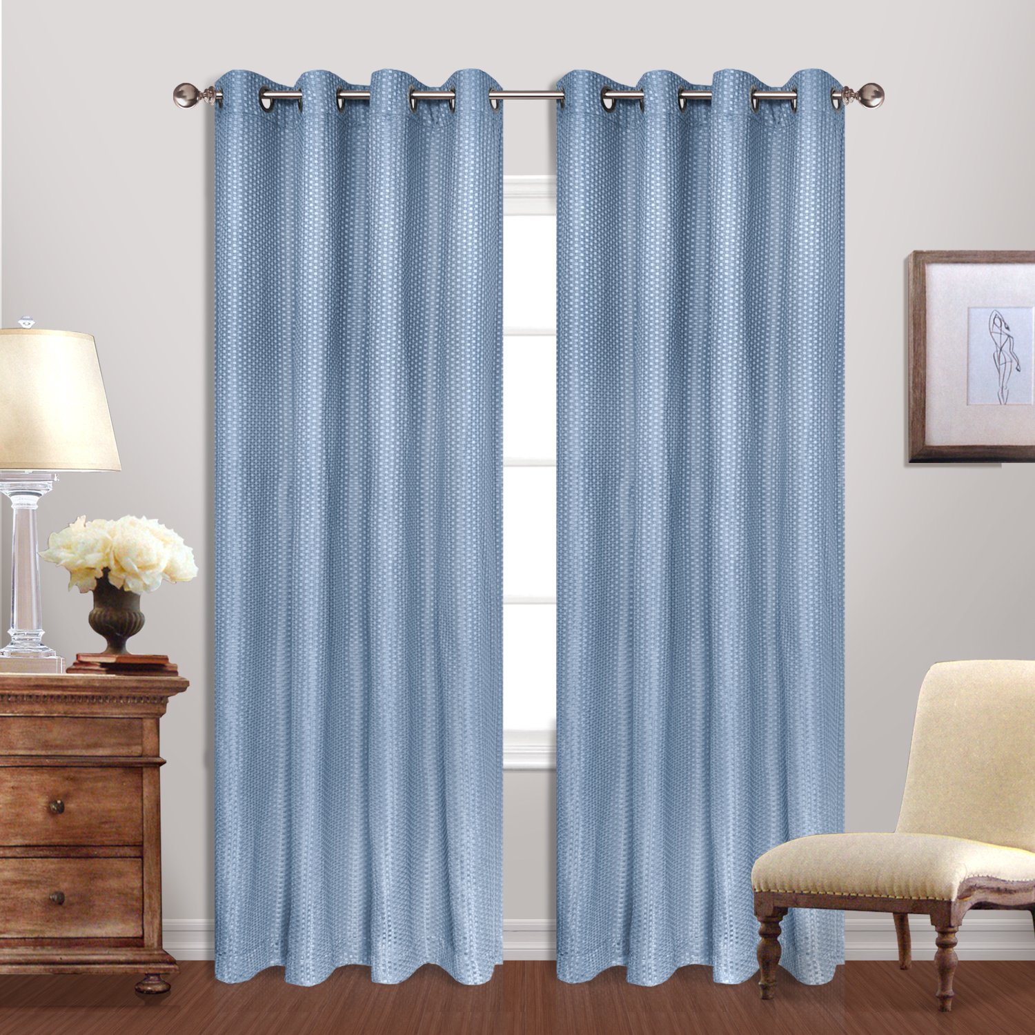 United Curtain Hamden Woven Waffle Window Curtain Panel - 54