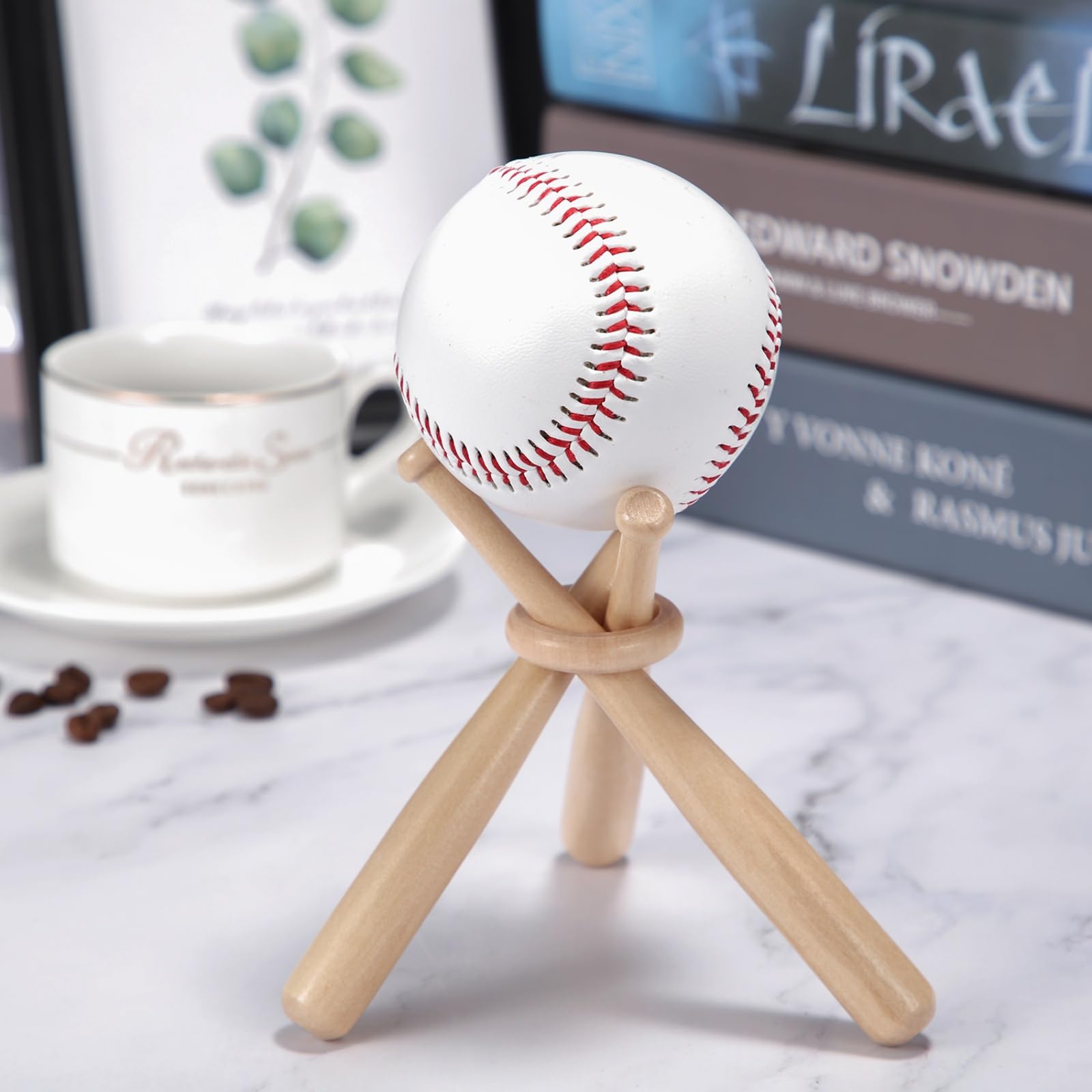 Mudder 20-Pack Wooden Baseball Bat Display Stand - 3-Pack Baseball Holders for Ball Display - Perfect for Sports Lover Tables, Man Caves, and Baseball Memorabilia Collections