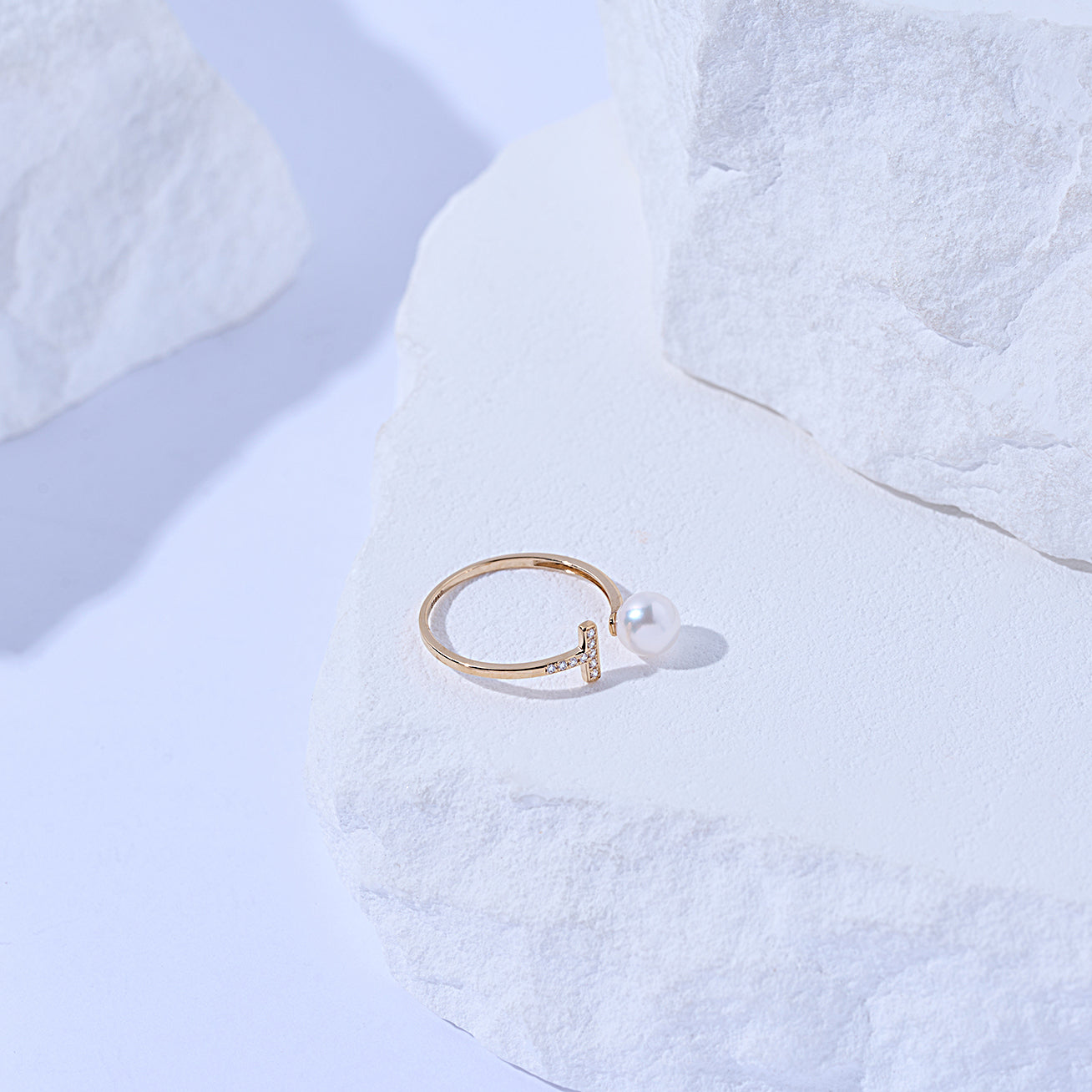 18K Solid Gold Akoya Pearl Ring for Women - Elegant Pearl Jewelry Gift for Anniversary, Birthday & Special Occasions | KR00032