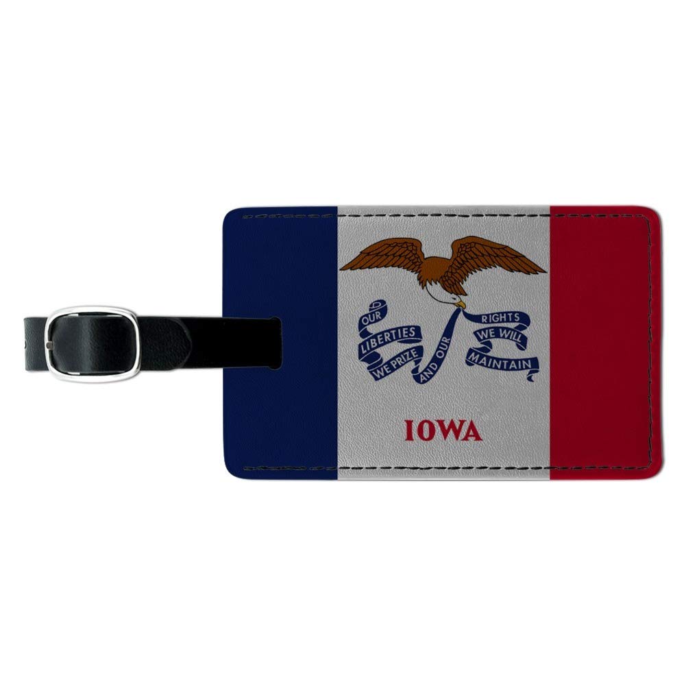 Iowa State Flag Leather Luggage Tag - Personalized Rectangle ID Card Holder for Suitcases, Carry-On Bags & Travel Accessories - Perfect for Travelers, Business Trips & Vacation Identification