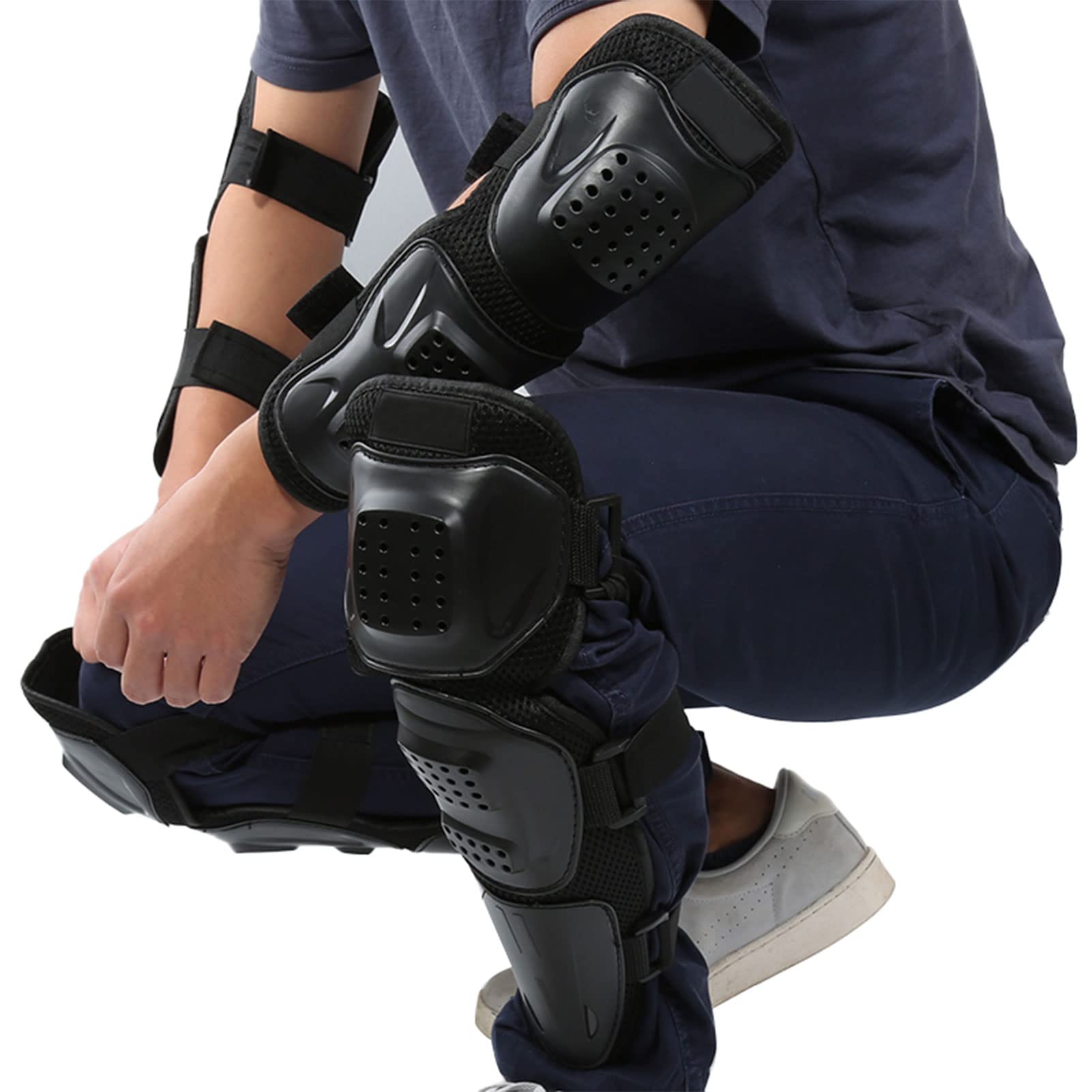Motocross Knee & Elbow Guards - 4 Pcs Adult Protective Gear for Riding