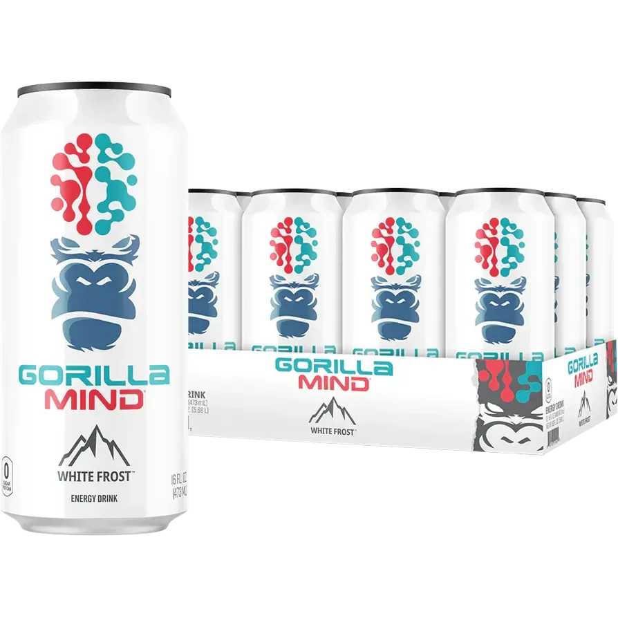 Gorilla Mind Energy Drink - Sugar-Free, High Caffeine, Focus & Performance Booster - Perfect for Workouts, Studying & Long Workdays