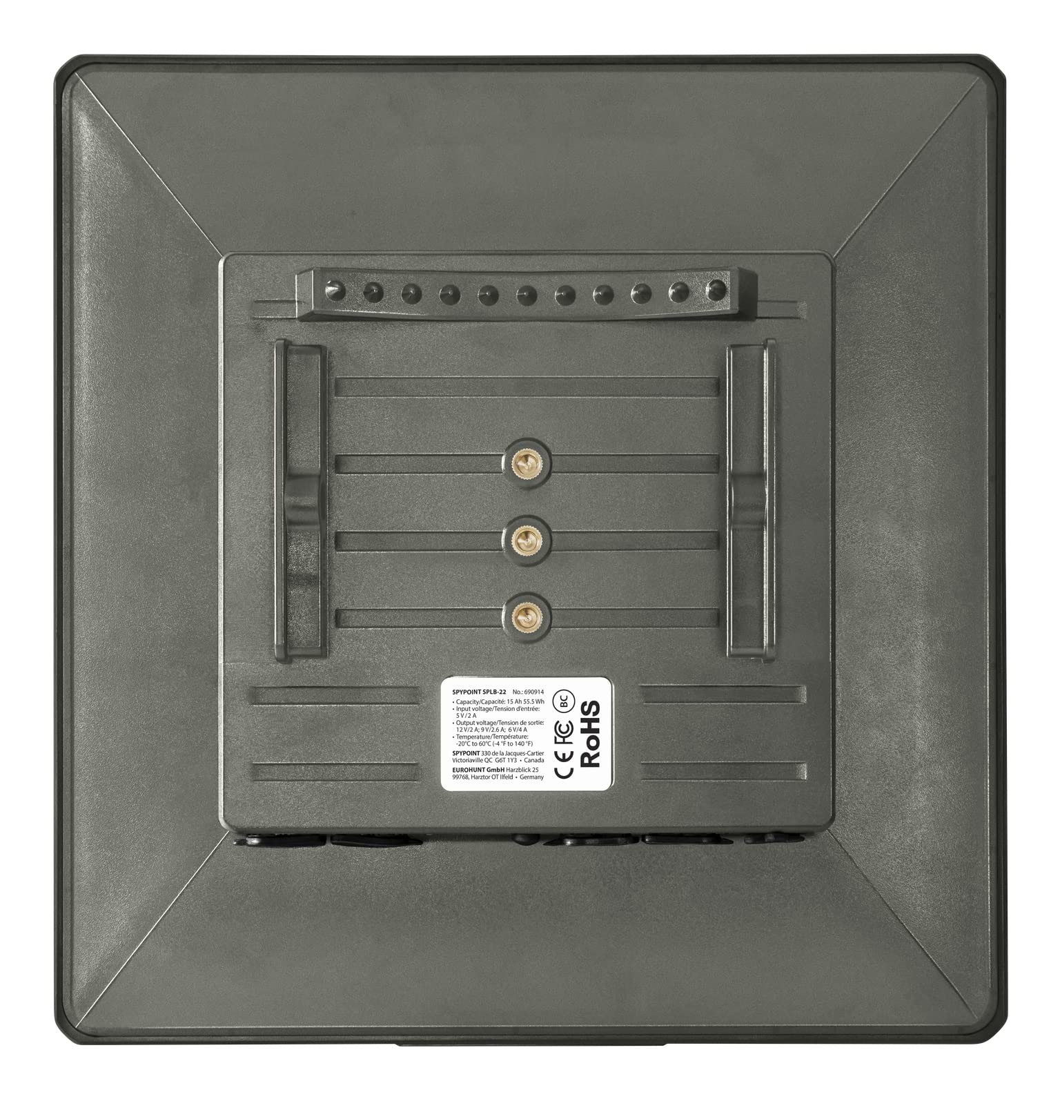 SPYPOINT SPLB-22 Solar Panel for Trail Cameras - 15,000mAh Internal Battery, 12V/9V/6V Power Outlets with DC Charger - Weatherproof Outdoor Solar Charger for Hunting & Wildlife Monitoring