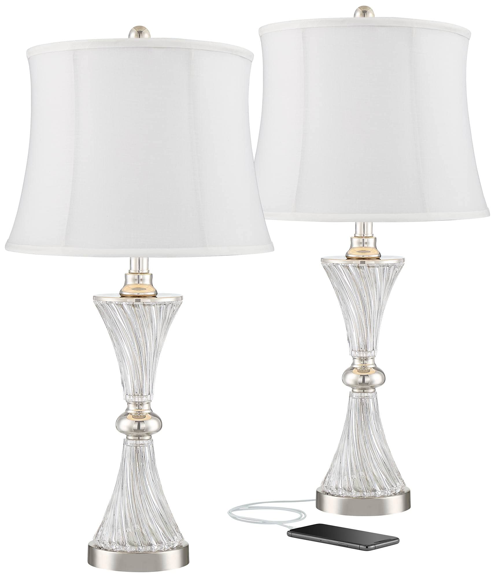 Regency Hill Luca Modern Glam Luxury Table Lamps Set of 2 - 25.5