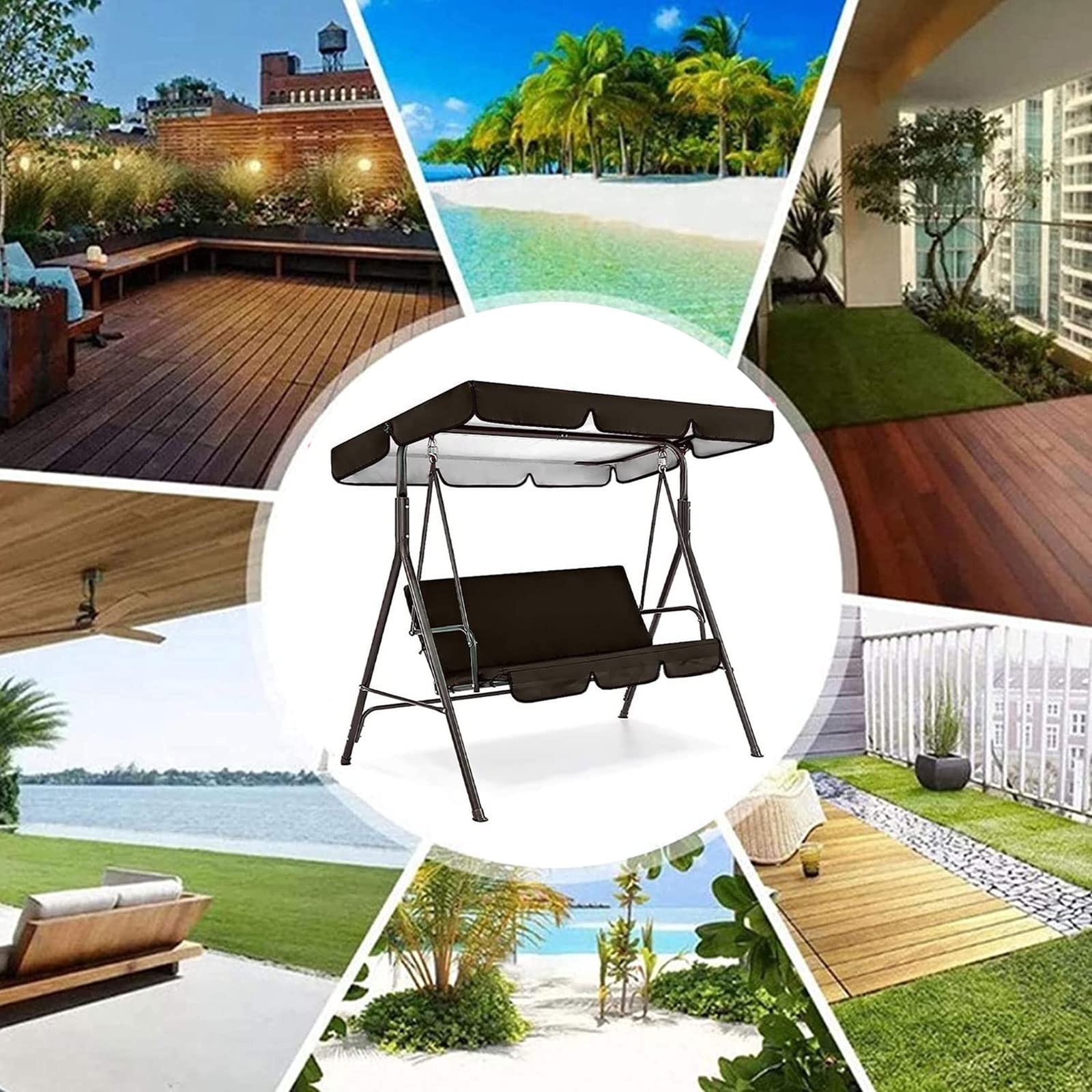 **Waterproof Porch Swing Canopy Cover Set - 142x120x18cm Sun Shade Replacement for Garden Swing Seat & Outdoor Patio Hammock Swing Cushion Cover - Perfect for Backyard Relaxation, Sun Protection & Outdoor Decor**