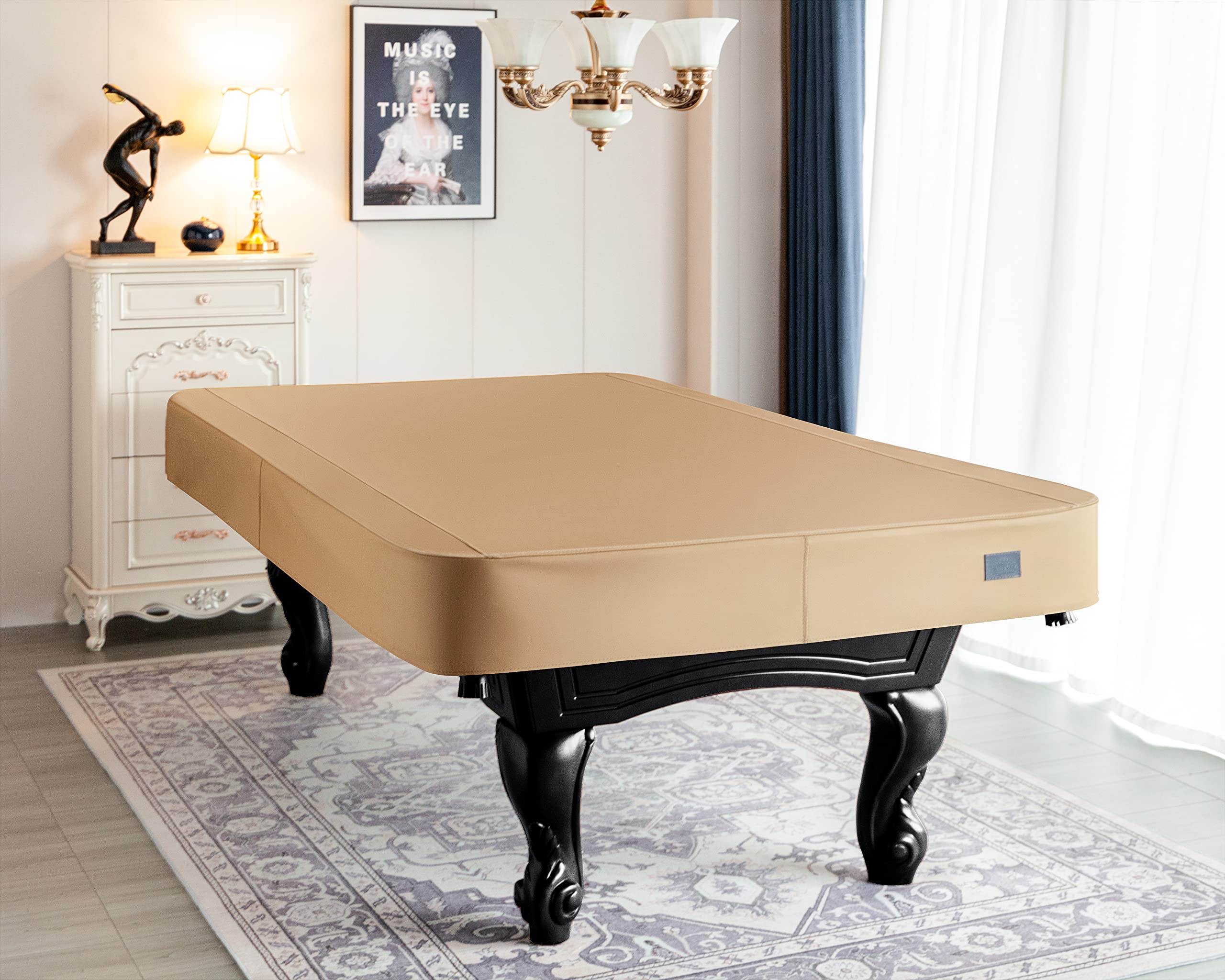 Heavy Duty Leatherette Pool Table Cover - Waterproof & Tearproof Billiard Table Protector for 7/8/9FT Tables (7FT/Wheat Brown, 10 Colors) - Perfect for Home Game Rooms, Bars & Recreation Centers