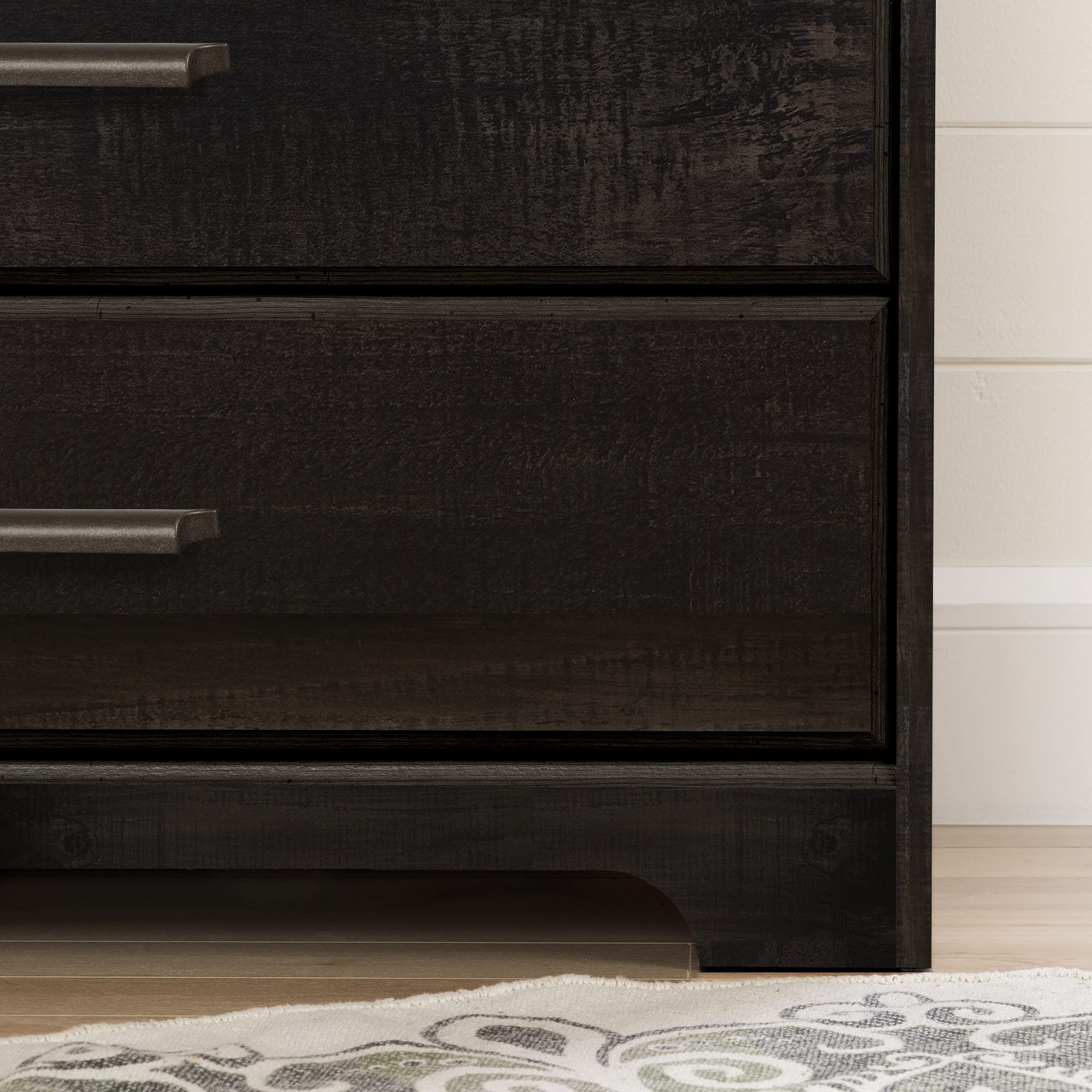 South Shore Versa 6-Drawer Double Dresser in Rubbed Black Finish - Perfect for Bedroom Storage and Organization