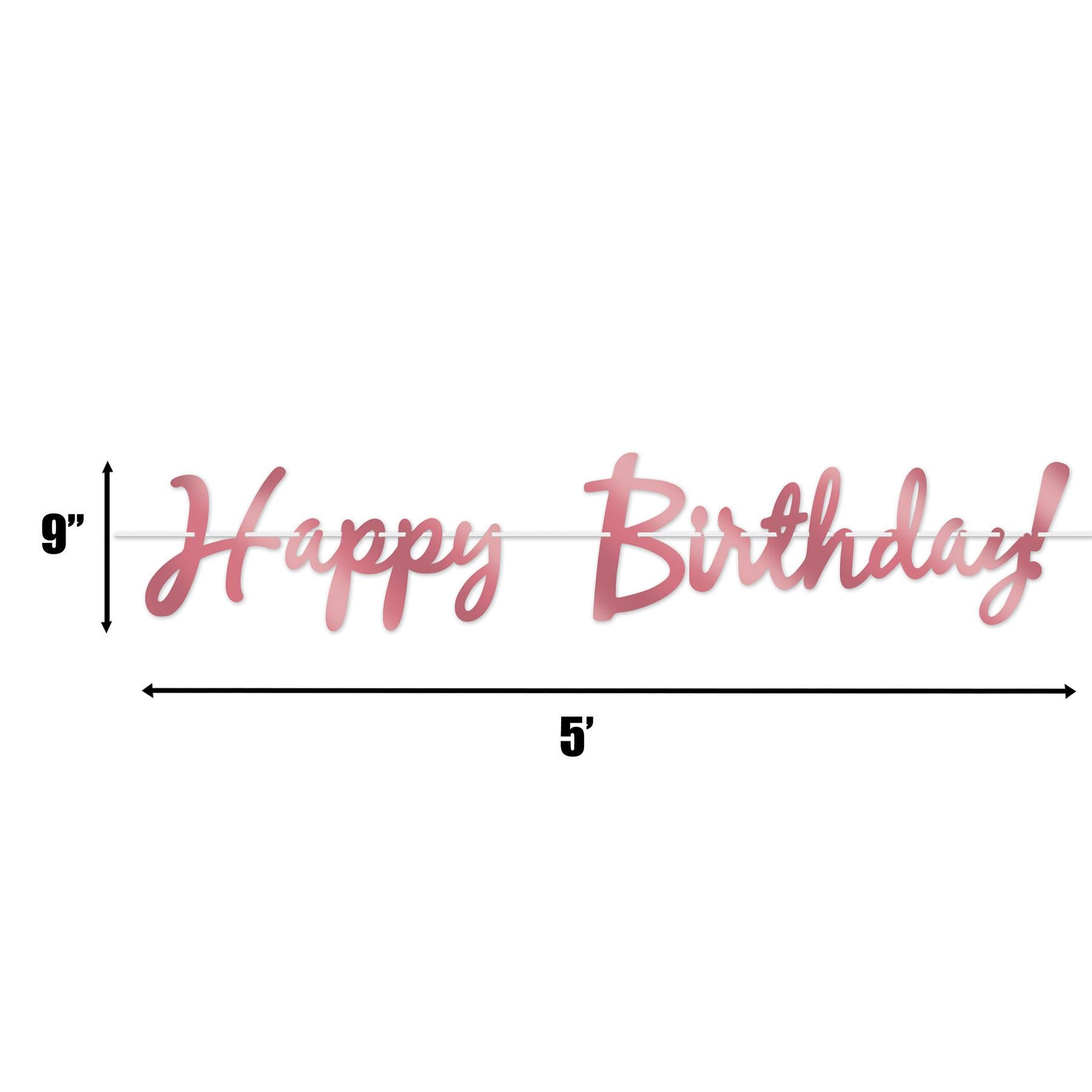 12 Pack Beistle Foil Happy Birthday Party Streamers - Rose Gold Decorations for Birthday Parties, Baby Showers & Celebrations