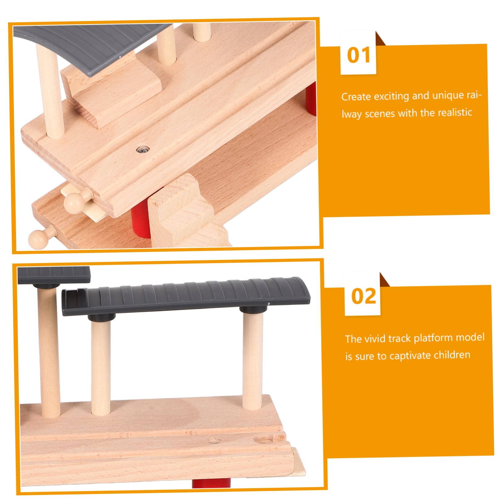 Wooden Train Station Platform Model Set - Two-Level Decorative Train Toy for Boys & Girls - Perfect for Kids' Playrooms, Educational STEM Activities, and Train Enthusiast Collections