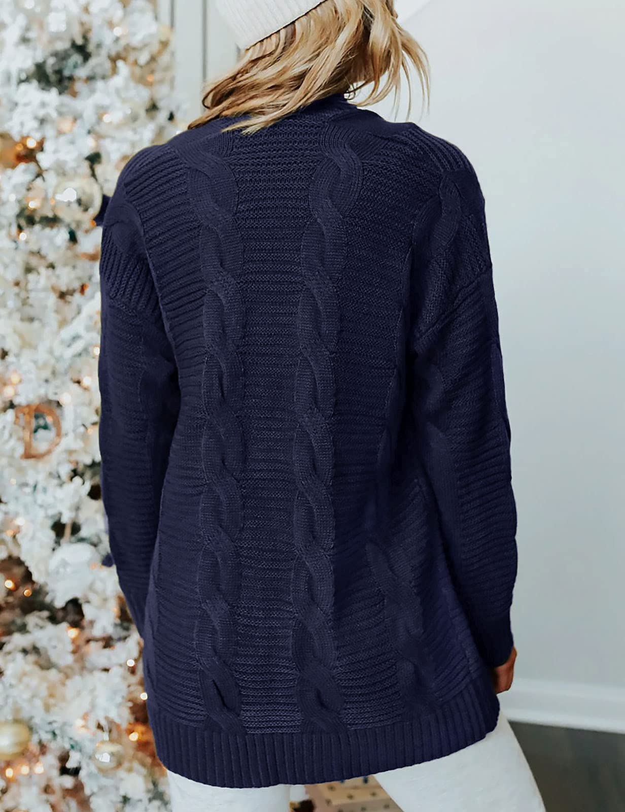 MEROKEETY Women's 2025 Long Sleeve Cable Knit Cardigan Sweater - Open Front Fall Winter Coat - Cozy Oversized Knitwear for Office, Date Night & Casual Outfits