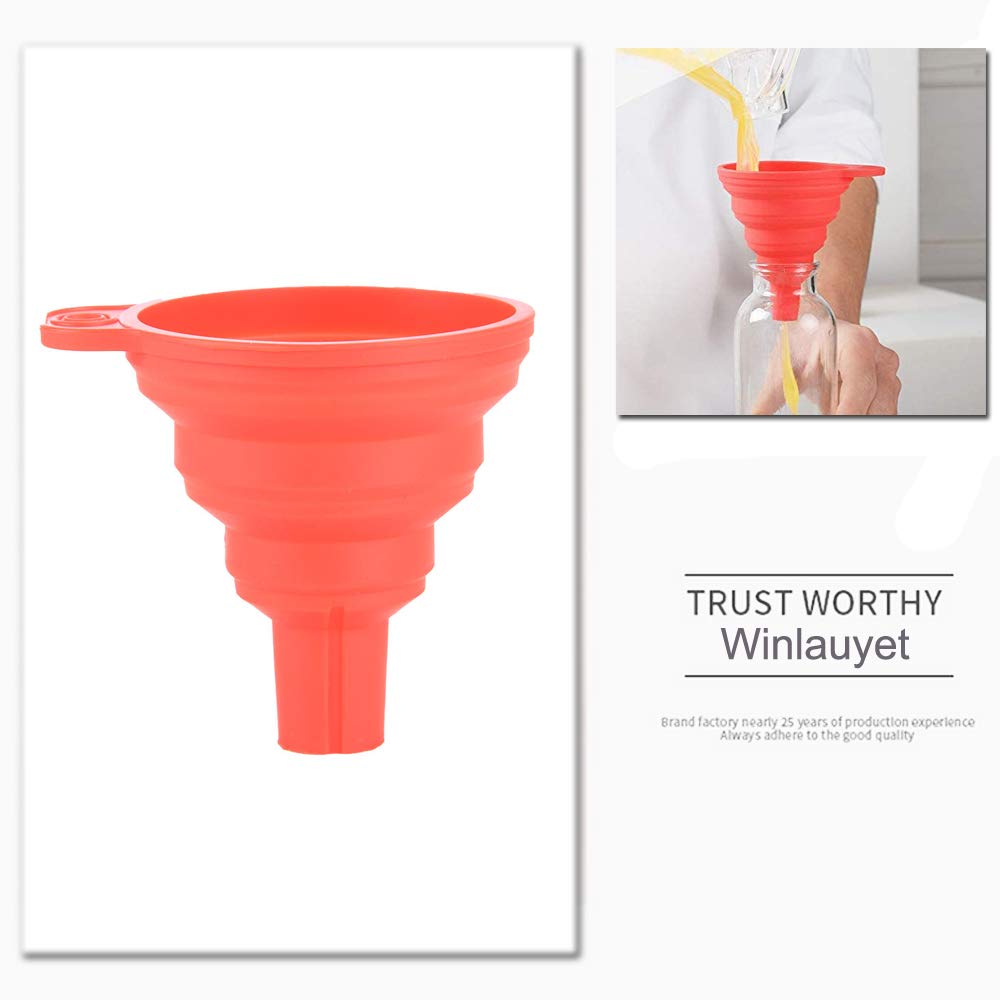 3 Pack Collapsible Silicone Kitchen Funnel - Food Grade for Water Bottles, Oil, Liquid & Powder Transfer - Portable & Space Saving (Red) - Perfect for Camping, Baking & DIY Projects