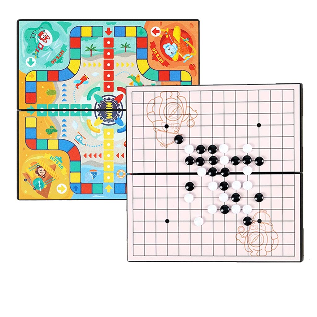 2-in-1 Ludo & Snakes Ladders Board Game Set - Multifunctional Family Board Game with Checkers | Educational Toy for Kids | Interactive Puzzle Game for Children | Perfect for Family Game Nights & Classroom Learning Activities (Color: Blue)
