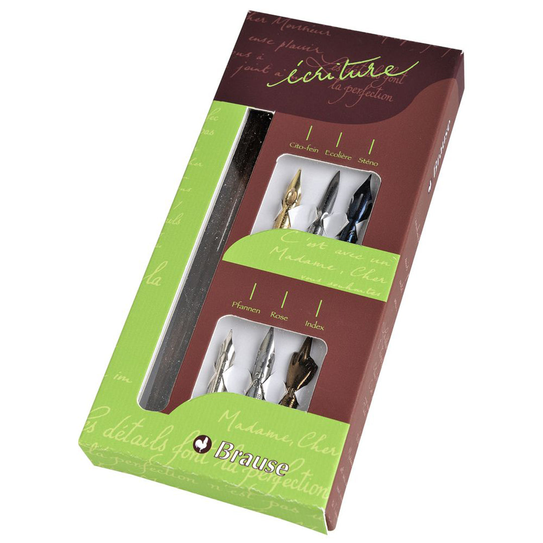 Brause 6-Piece Calligraphy Nib Set with 1 Nib Holder - Perfect for Hand Lettering, Wedding Invitations & Artistic Writing