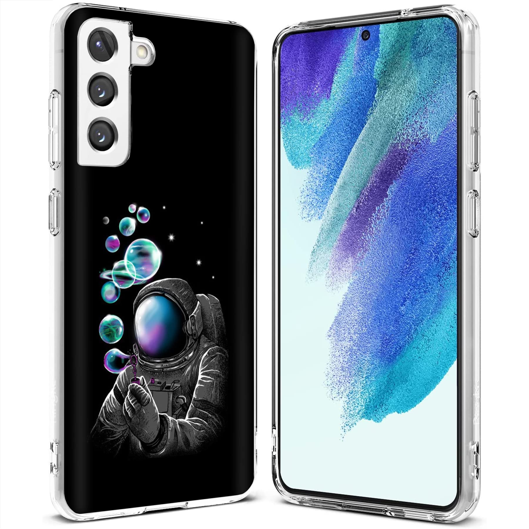 Slim Protective Case for Samsung Galaxy S21 FE 5G (Fan Edition) - Flexible TPU Cover with Planets Bubbles Design | Shockproof & Scratch Resistant | Perfect for Everyday Use, Travel, and Outdoor Activities