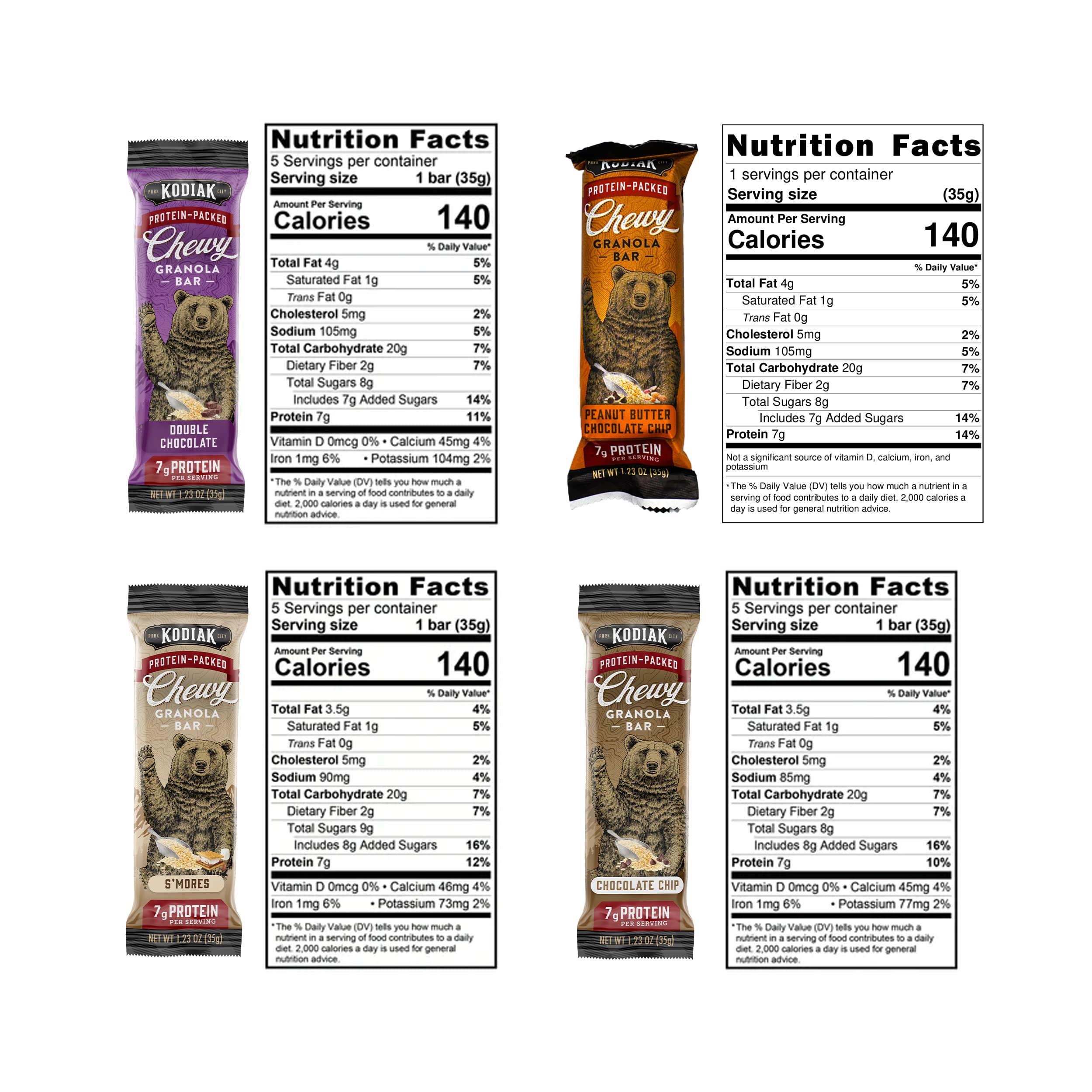 Kodiak Cakes Chewy Granola Bars - 16 Pack Variety (4 Flavors) | Whole Grain, High Protein, Non-GMO Snacks | Perfect for Hiking, School Lunches & On-the-Go Breakfast