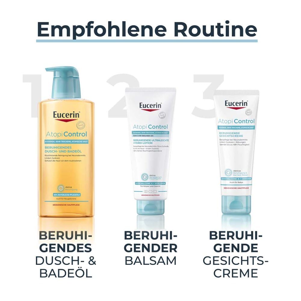 Eucerin Atopicontrol Cleansing Oil with 20% Omega - 400ml for Dry, Sensitive Skin - Gentle Face & Body Wash for Eczema & Dermatitis Relief