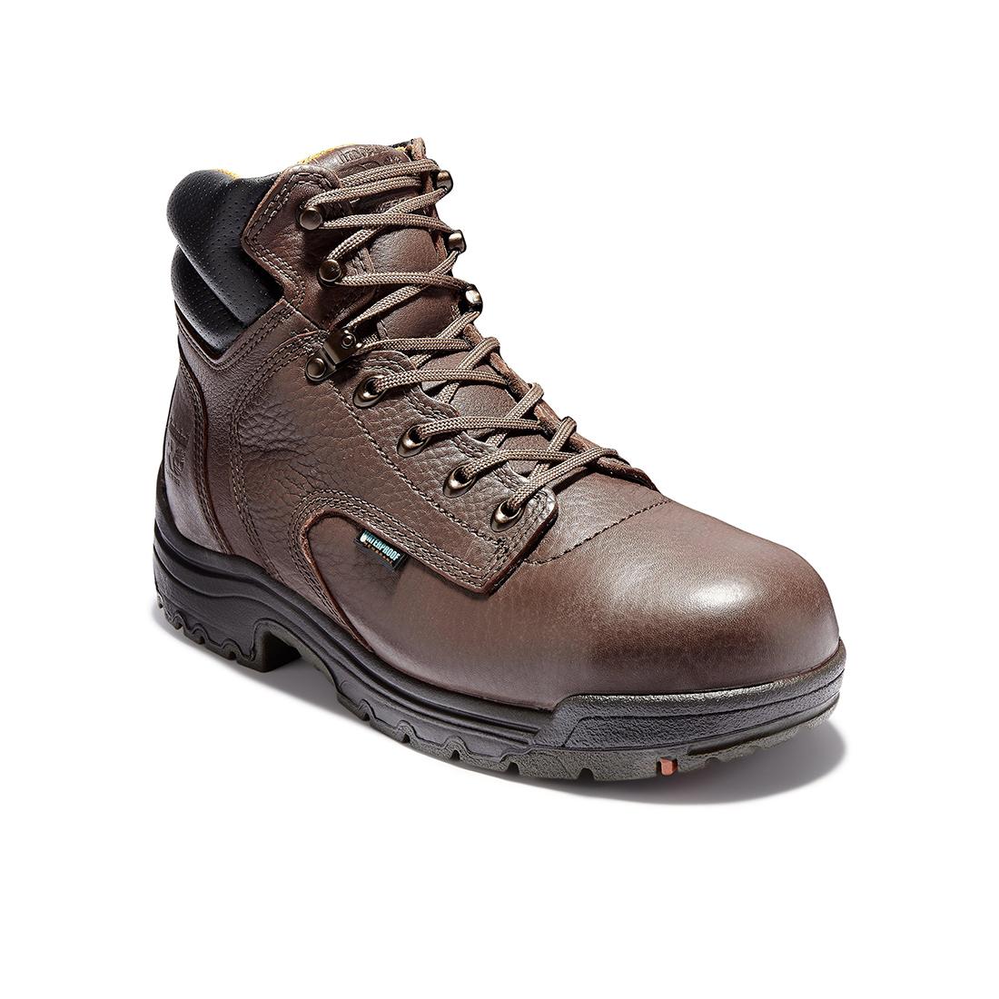 Titan® 6 Inch Waterproof Steel Toe Work Boots for Men - Slip Resistant & Comfortable Brown Safety Shoes for Construction, Warehouse & Outdoor Work