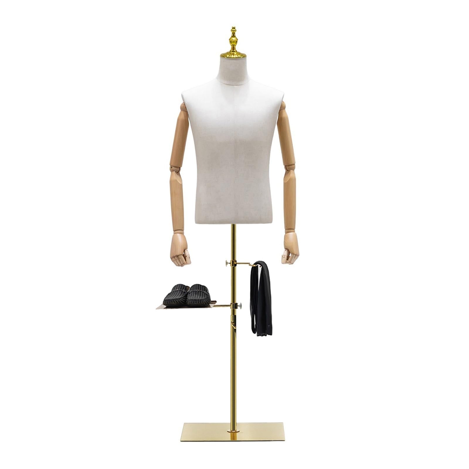 Adjustable Male Mannequin Torso Dress Form with Wooden Stand (47.24