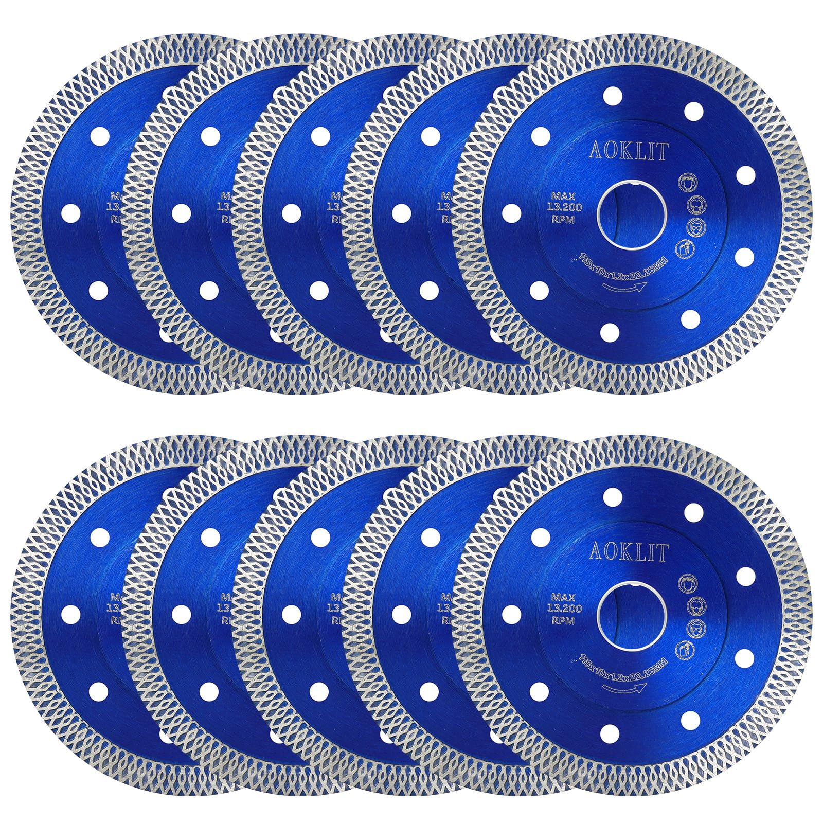 4.5 Inch Super Thin Diamond Tile Blade - 10 Pack Premium Diamond Cutting Blades for Angle Grinder - Perfect for Porcelain, Granite & Marble Tiles (Blue) - Ideal for DIY Home Renovation, Tile Installation & Professional Construction Projects