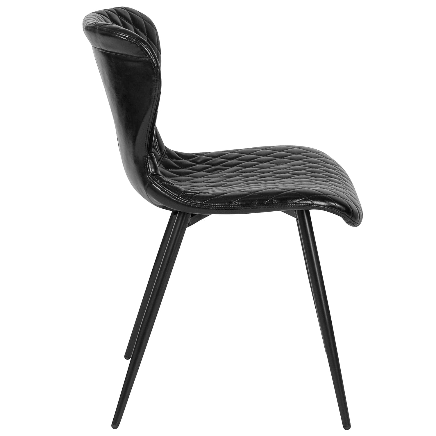 Flash Furniture Bristol Contemporary Upholstered Chair in Black Vinyl - Modern Office & Home Desk Chair for Comfortable Seating