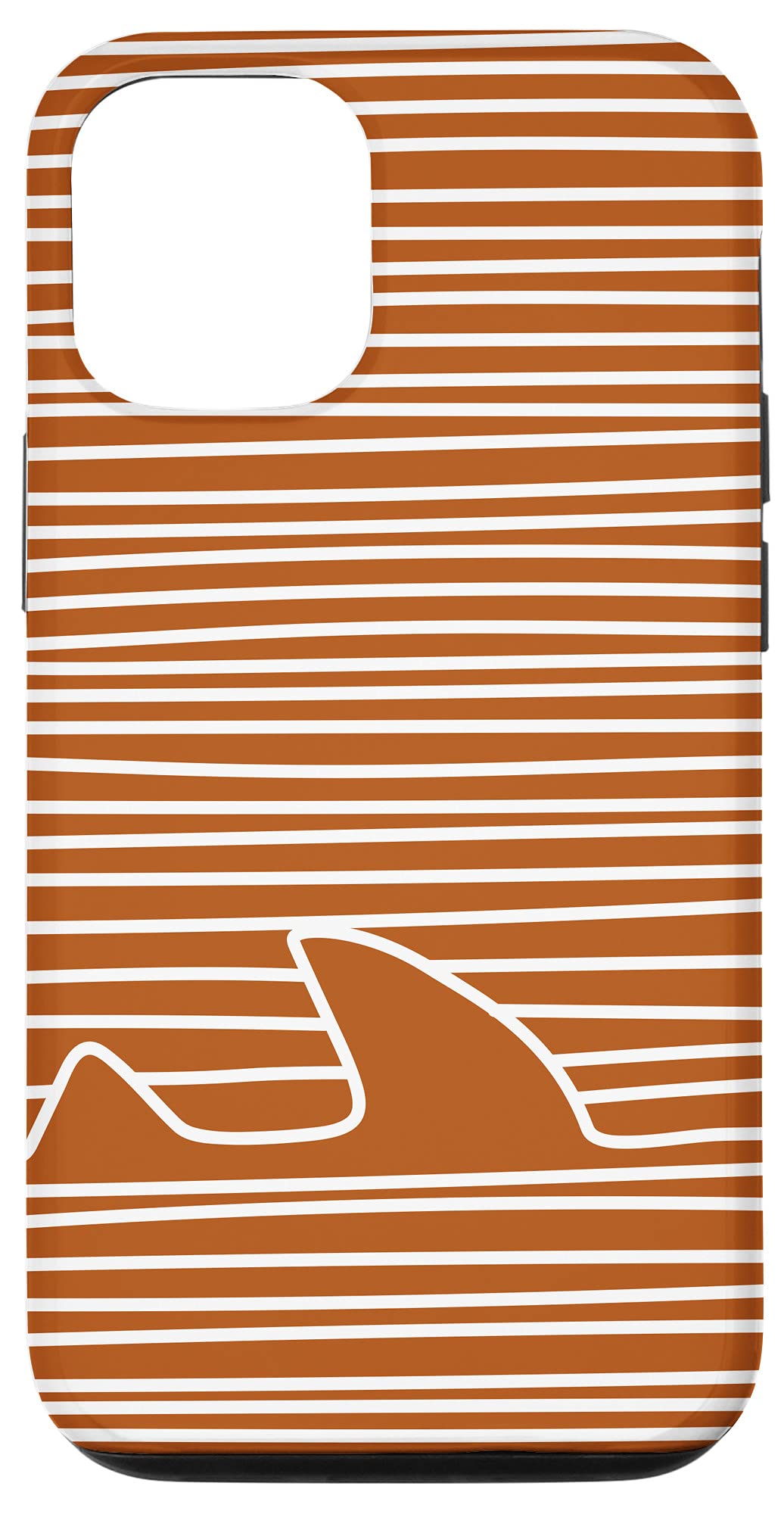 iPhone 12/12 Pro Case - Minimalist Shark Fin Line Art Design on Boho Burnt Orange Protective Cover | Perfect for Everyday Use, Travel & Outdoor Activities