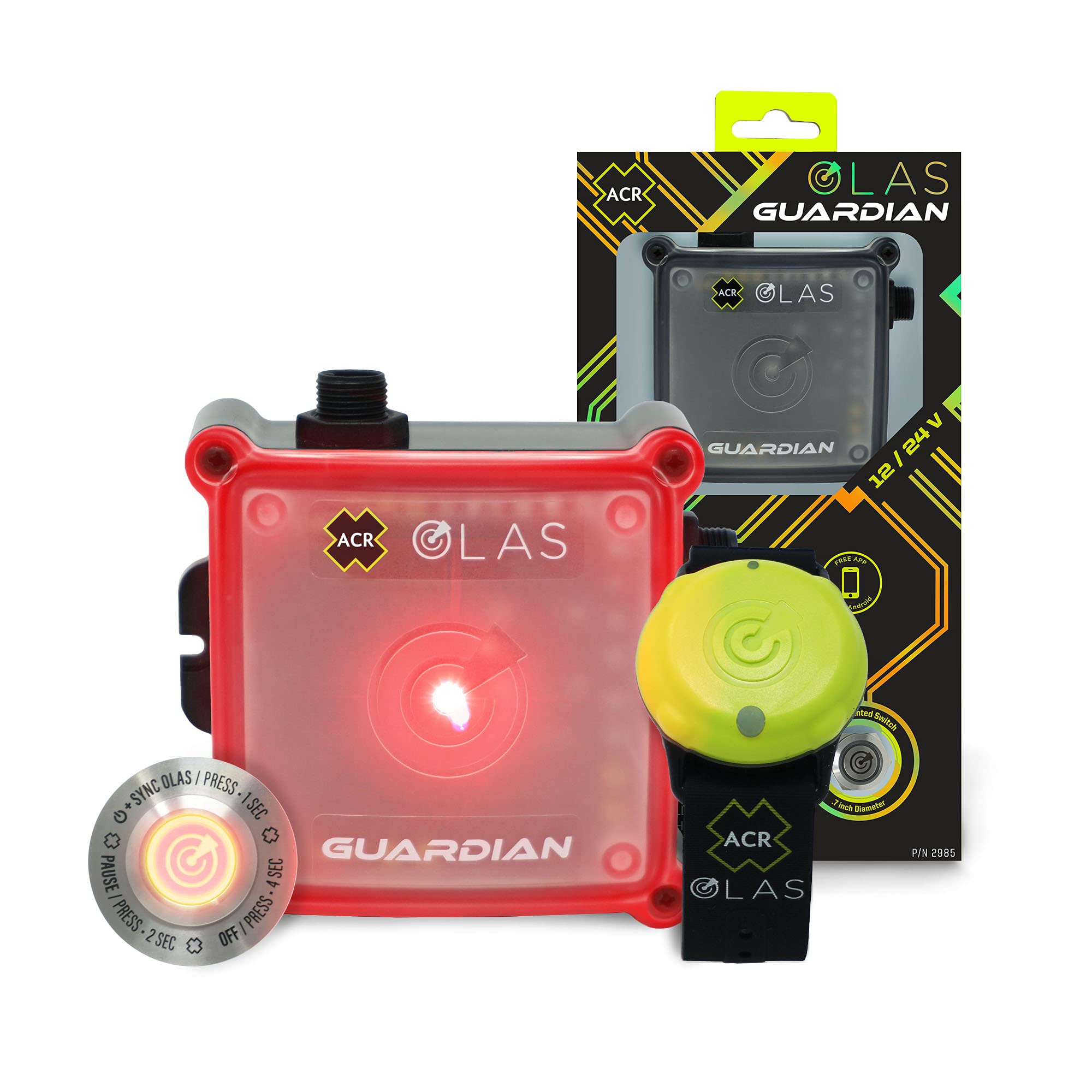 ACR OLAS Guardian Wireless Engine Kill Switch & Man Overboard (MOB) Alarm System - Marine Safety Device for Boats, Yachts & Watercraft