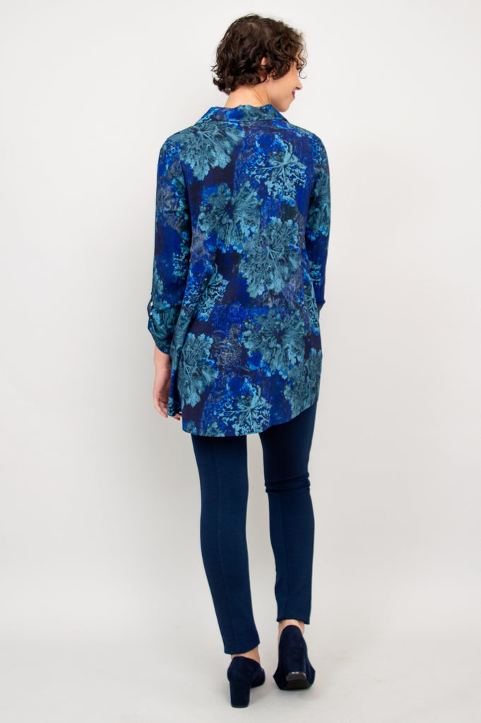 Celine Blouse - Arbre Print Linen Bamboo Blend Women's Top for Casual Wear & Summer Outfits