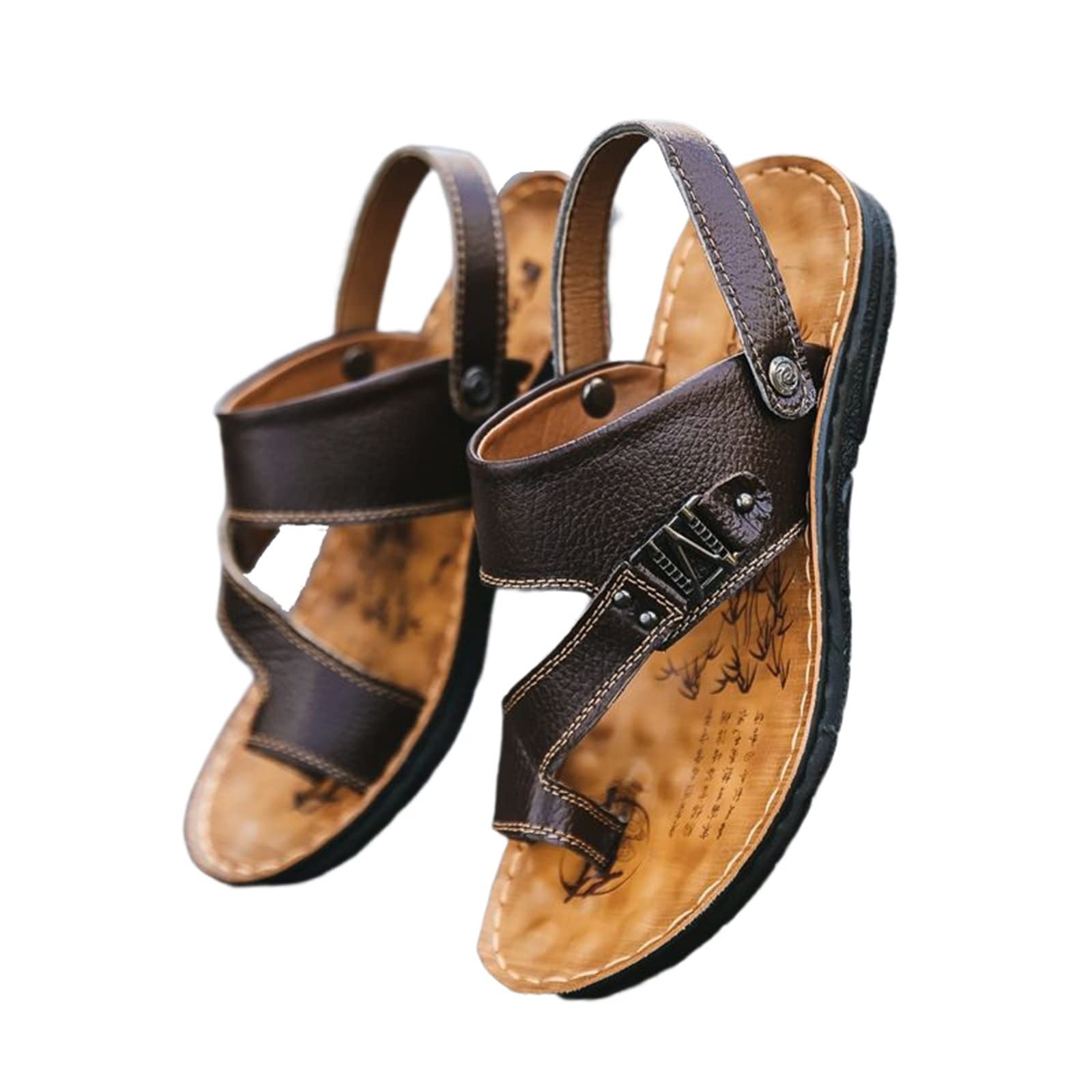 TYTbygml Men's Orthopedic Bunion Correction Sandals - Cowhide Leather Flip Flops with Bunion Splint Support - Comfortable Beach Walking Shoes for Flat Feet - Ideal for Summer Hiking, Travel & Outdoor Activities (Brown, Size 8.5)