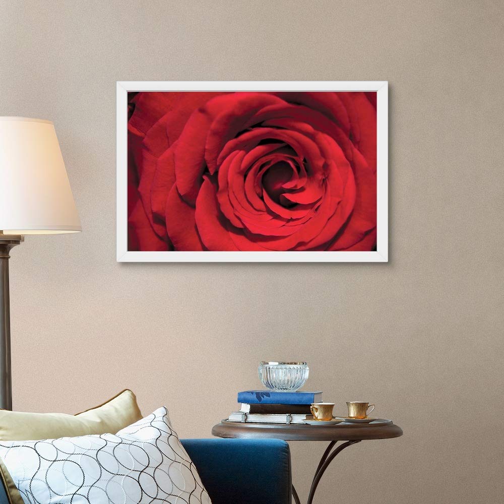 Red Rose Detail White Framed Art Print - Elegant Floral Wall Decor for Living Room, Bedroom & Office | Premium Rose Artwork for Home & Gifts