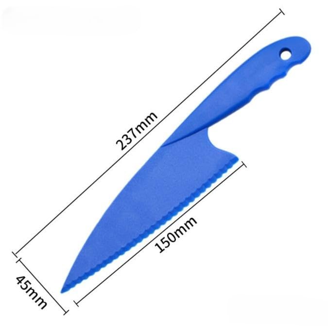 ASEANAO Plastic Kitchen Knives Set - Safe Chef Knives for Fruits, Bread, Cakes & Salad Prep - BPA-Free Lettuce Knife (Blue, Medium Size) - Perfect for Home Cooking, Picnics & Kids' Kitchen Activities