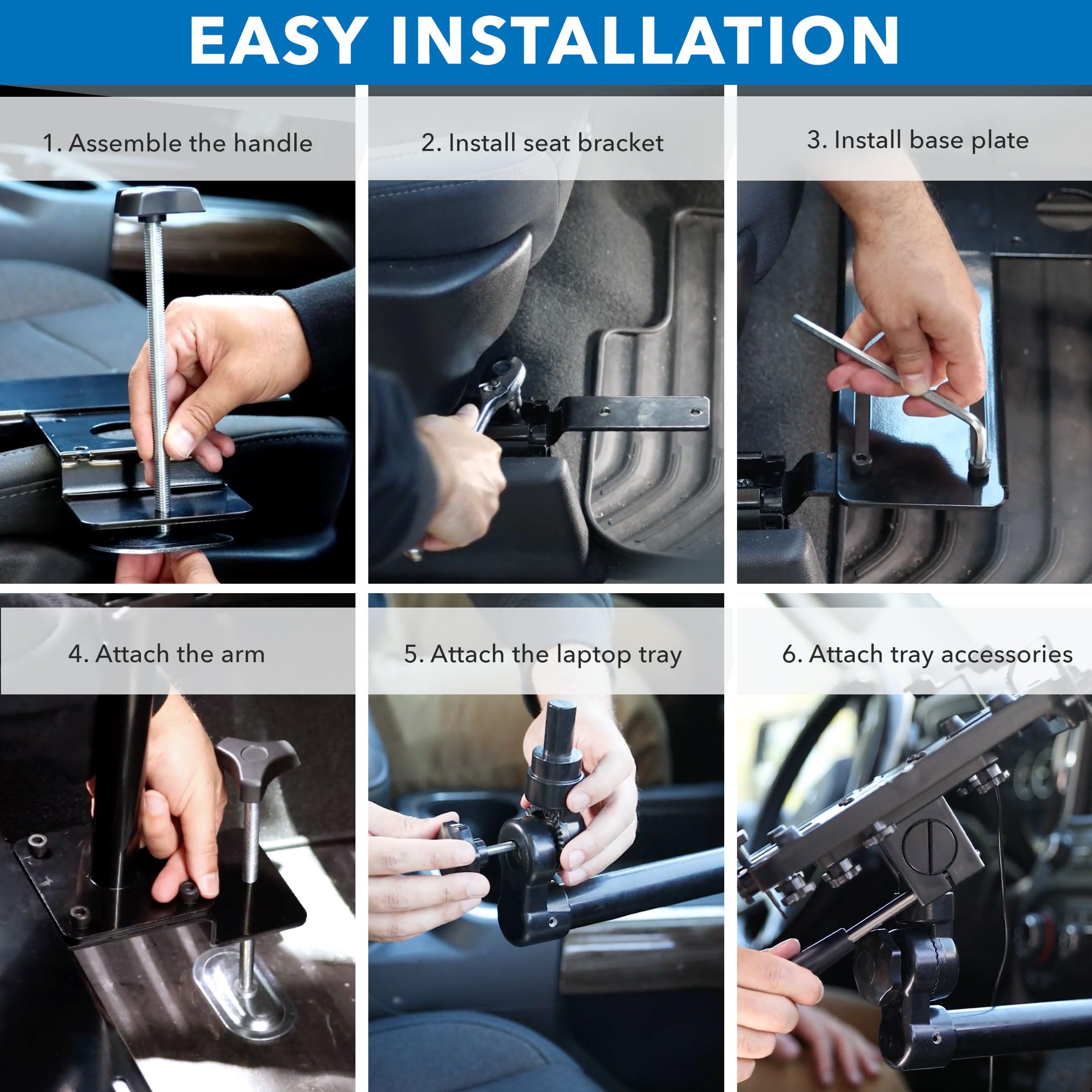 Mount-It! Universal Car Laptop Mount for Vehicles - No-Drill Adjustable Stand with Swivel & Cooling Tray for 17