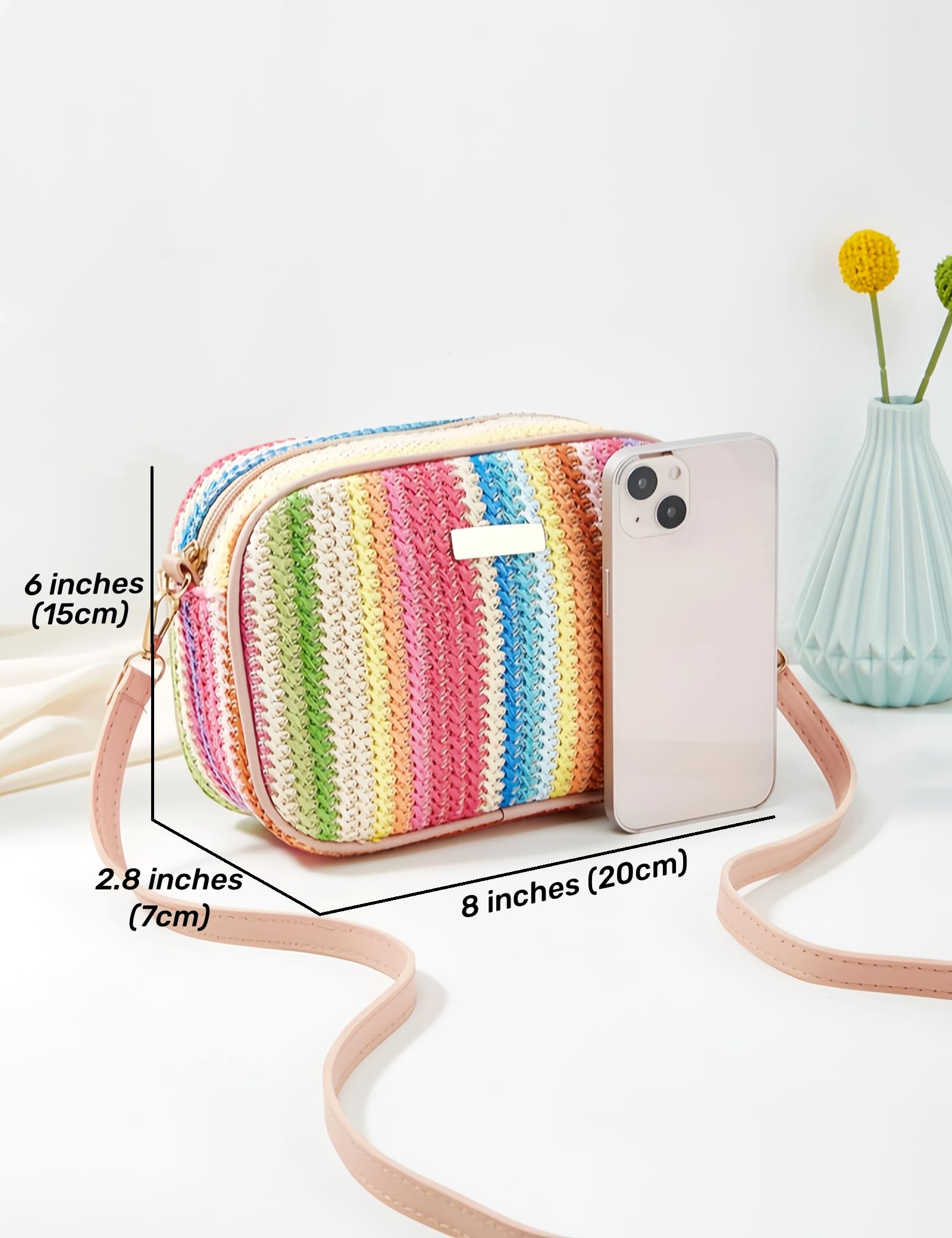 Trendy Straw Crossbody Bag for Women - Small Woven Purse, Cute Beach Shoulder Handbag for Spring & Summer | Perfect for Beach Outings, Vacation, and Casual Everyday Use