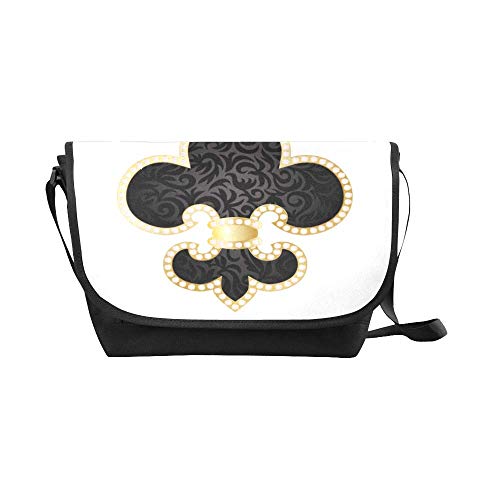 **InterestPrint Fleur De Lis Crossbody Shoulder Bag for Men & Women – Stylish Messenger Bag for School, Travel & Daily Use – Black**